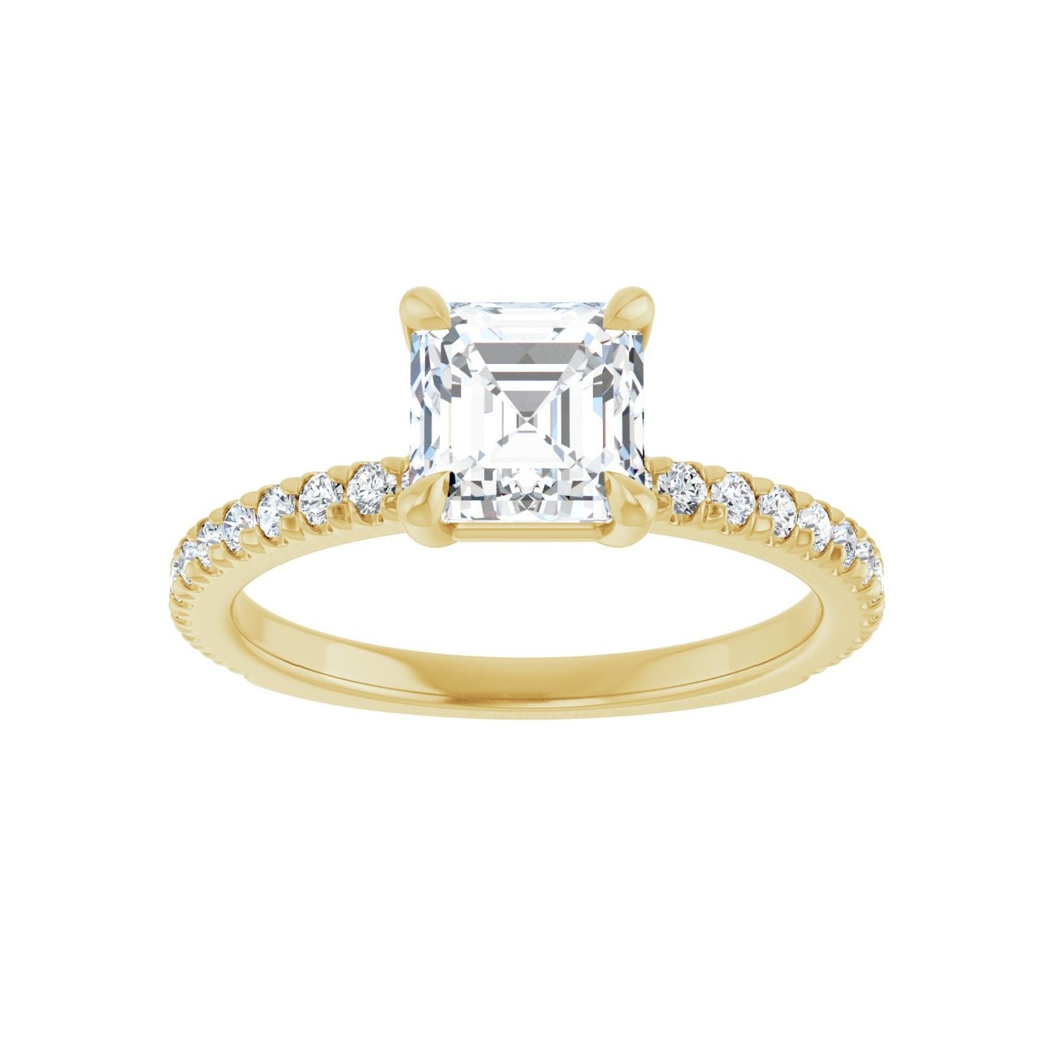 Asscher Claw-Prong Engagement Ring | Metal Type=14K Yellow Gold | Center Stone Size=1 CT | Image 3