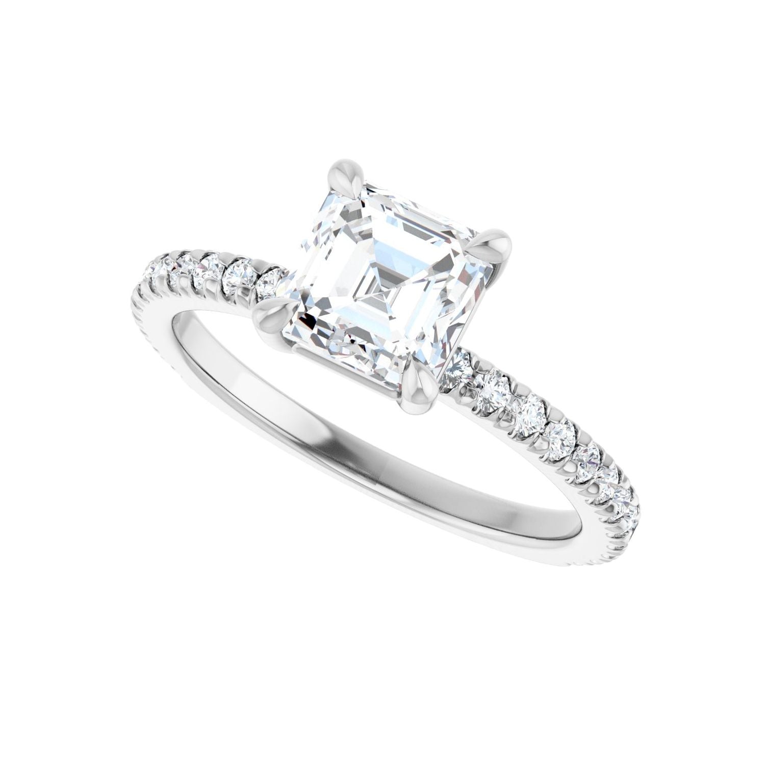 Asscher Claw-Prong Engagement Ring | Metal Type=14K White Gold | Center Stone Size=1 CT | Image 5