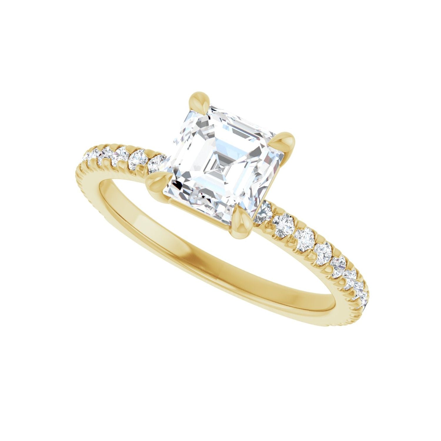 Asscher Claw-Prong Engagement Ring | Metal Type=14K Yellow Gold | Center Stone Size=1 CT | Image 5