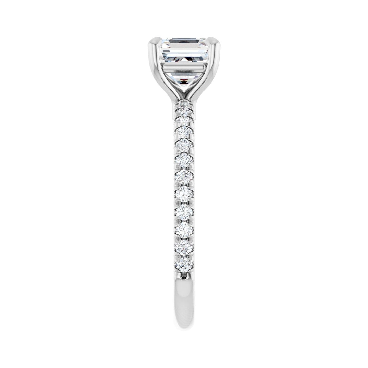 Asscher Claw-Prong Engagement Ring | Metal Type=14K White Gold | Center Stone Size=1 CT | Image 4