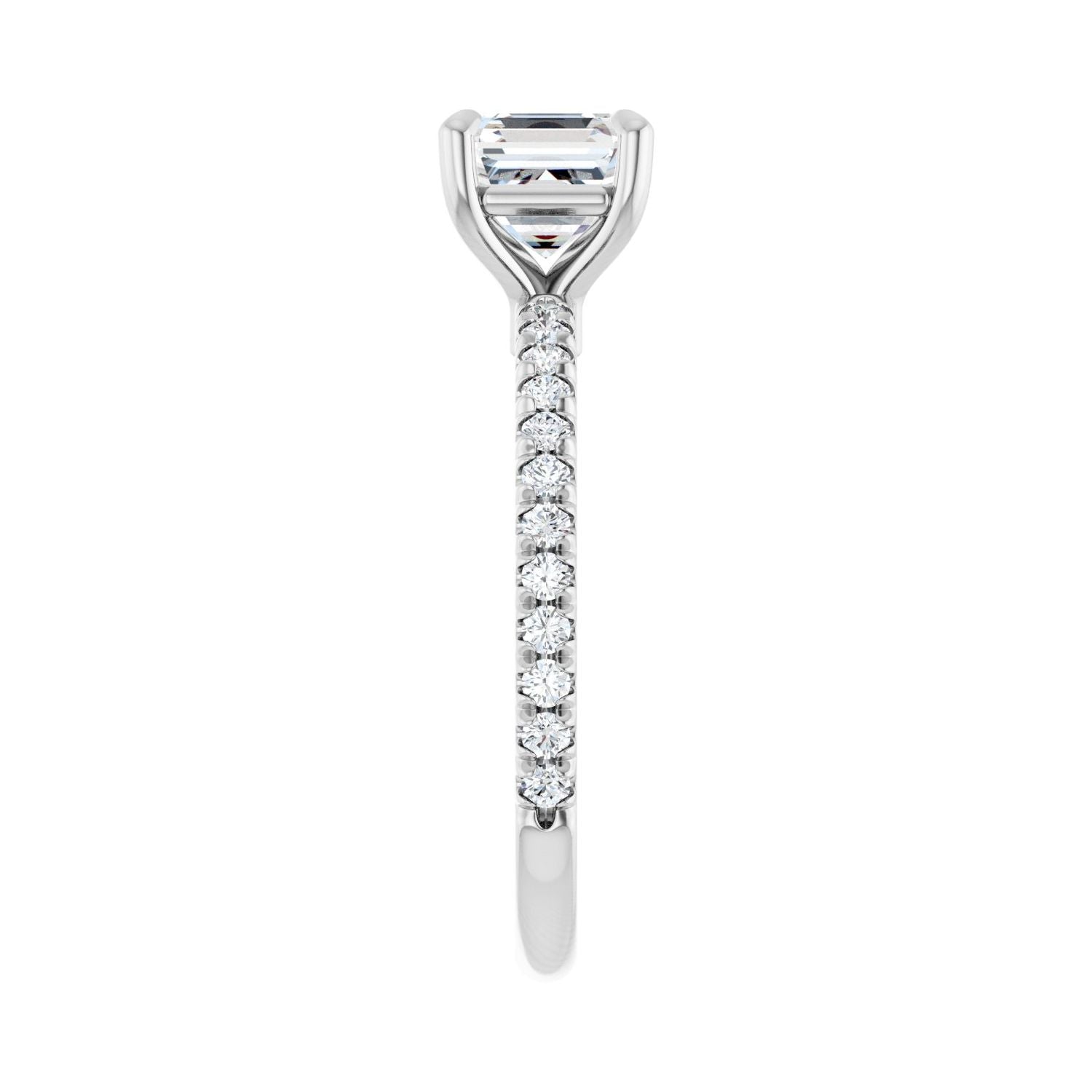 Asscher Claw-Prong Engagement Ring | Metal Type=14K White Gold | Center Stone Size=1 CT | Image 4