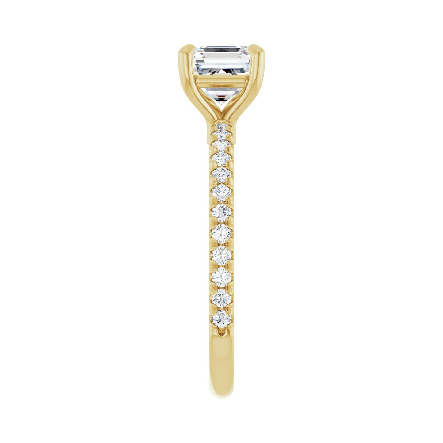 Asscher Claw-Prong Engagement Ring | Metal Type=14K Yellow Gold | Center Stone Size=1 CT | Image 4