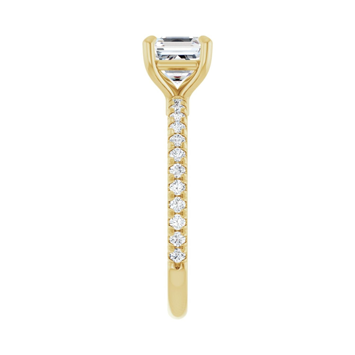Asscher Claw-Prong Engagement Ring | Metal Type=14K Yellow Gold | Center Stone Size=1 CT | Image 4