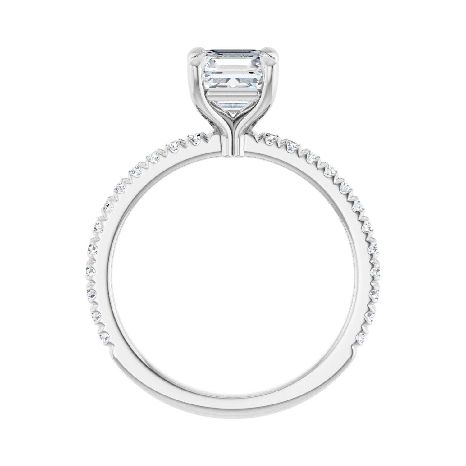 Asscher Claw-Prong Engagement Ring | Metal Type=14K White Gold | Center Stone Size=1 CT | Image 2