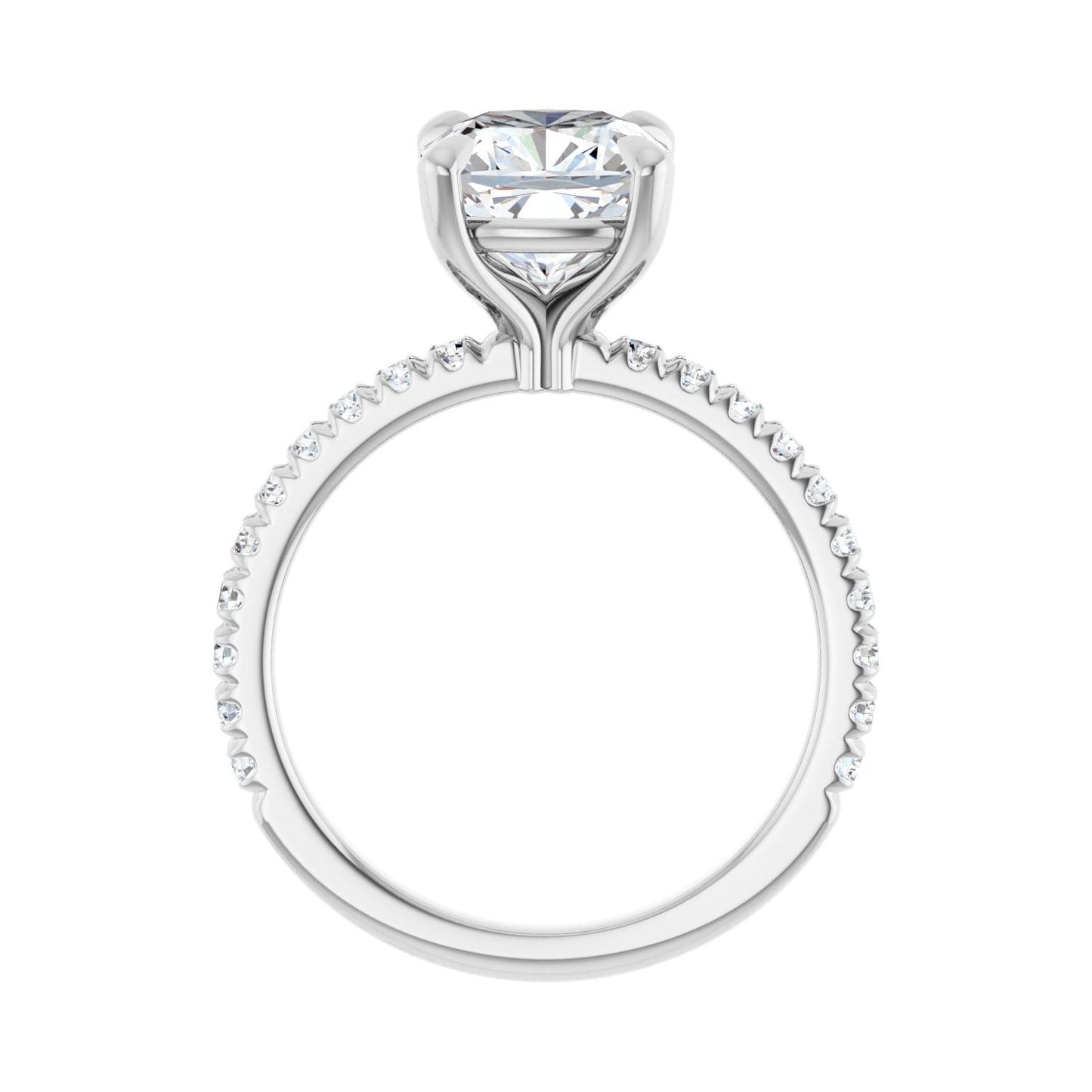 Cushion Claw-Prong Engagement Ring | Metal Type=14K White Gold | Center Stone Size=3 CT | Image 2