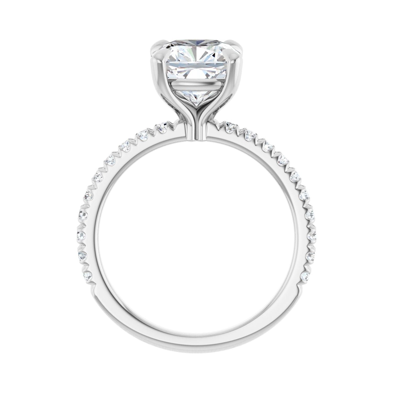 Cushion Claw-Prong Engagement Ring | Metal Type=14K White Gold | Center Stone Size=3 CT | Image 2