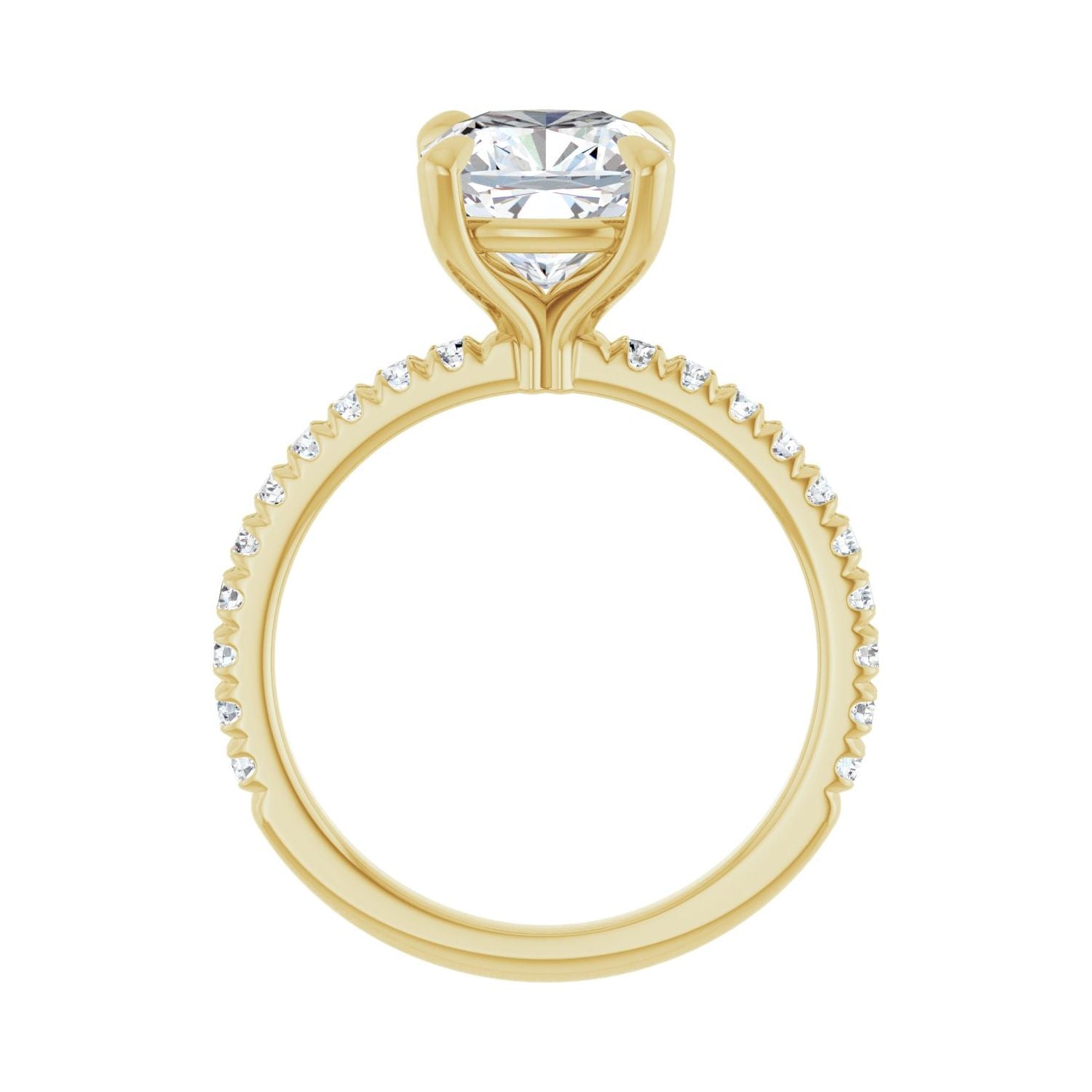 Cushion Claw-Prong Engagement Ring | Metal Type=14K Yellow Gold | Center Stone Size=3 CT | Image 2