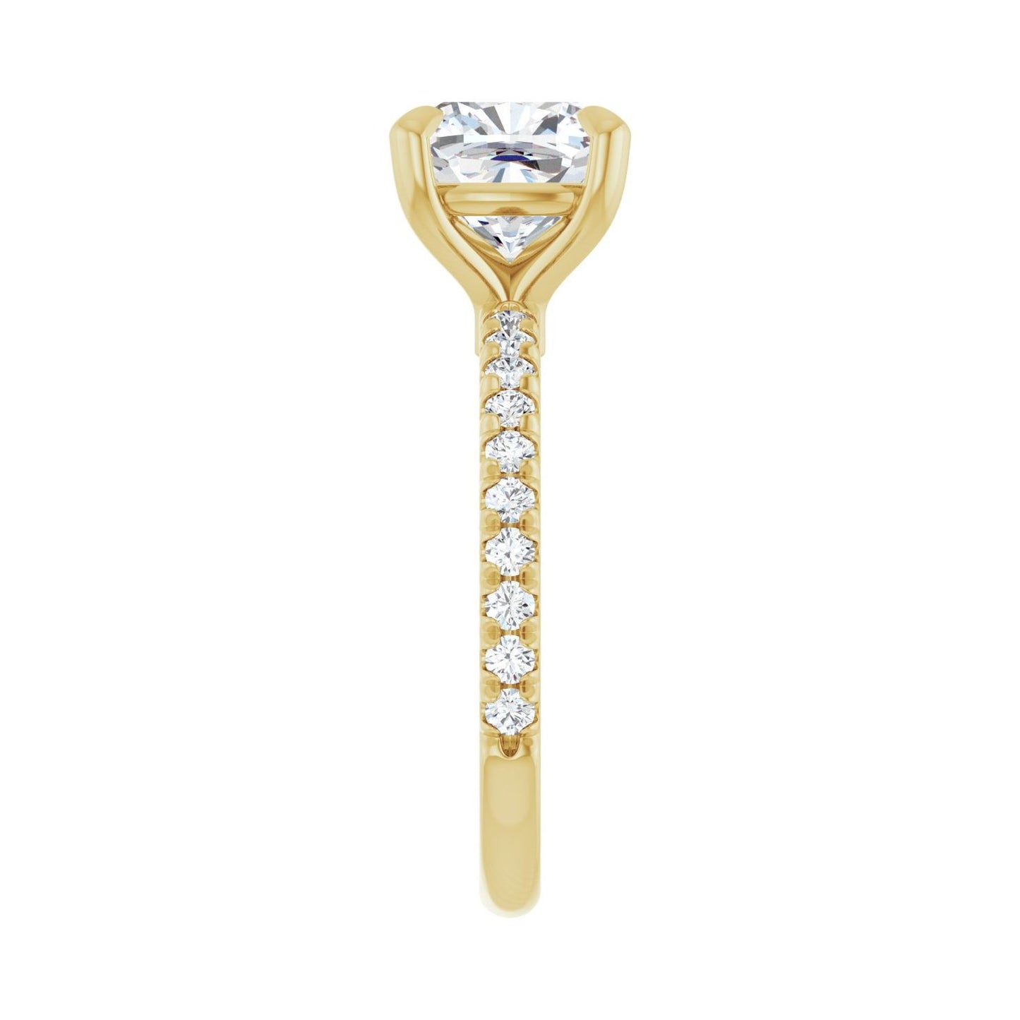 Cushion Claw-Prong Engagement Ring | Metal Type=14K Yellow Gold | Center Stone Size=3 CT | Image 4