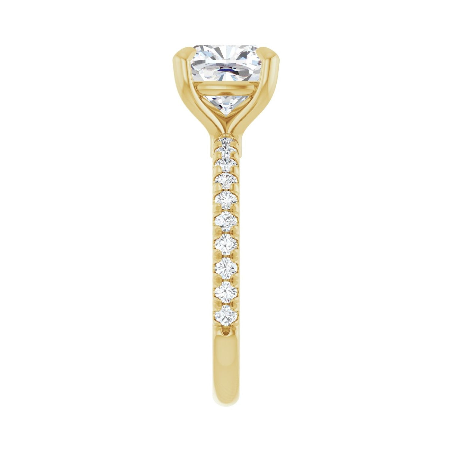Cushion Claw-Prong Engagement Ring | Metal Type=14K Yellow Gold | Center Stone Size=3 CT | Image 4