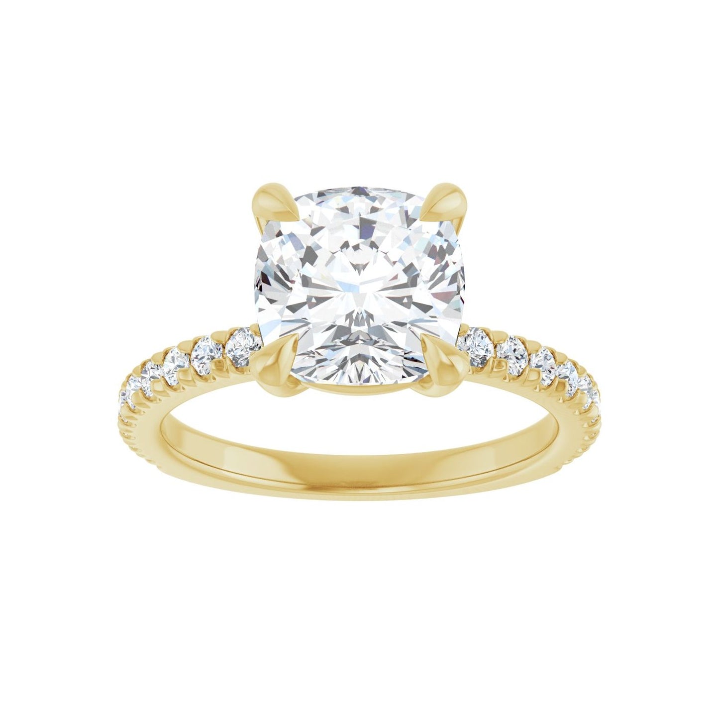 Cushion Claw-Prong Engagement Ring | Metal Type=14K Yellow Gold | Center Stone Size=3 CT | Image 3