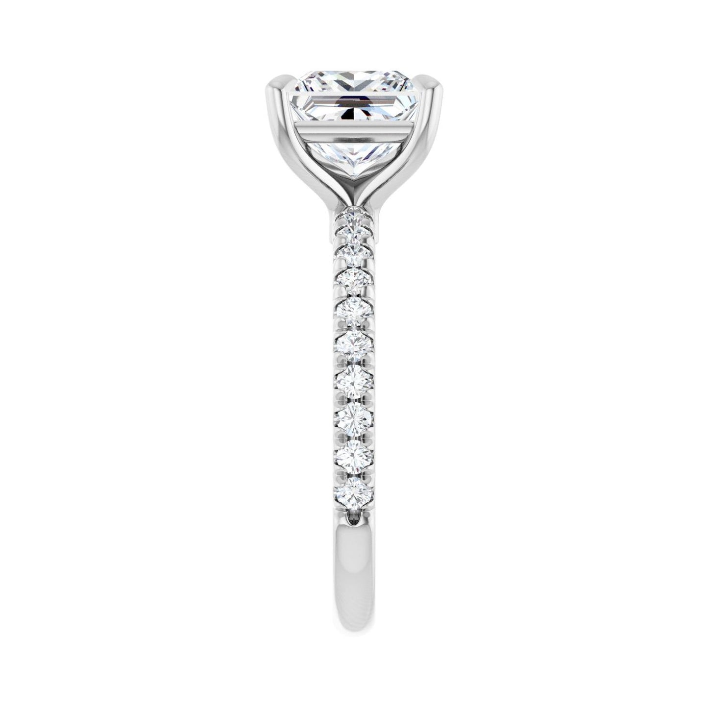 Square Claw-Prong Engagement Ring | Metal Type=14K White Gold | Center Stone Size=2 CT | Image 4