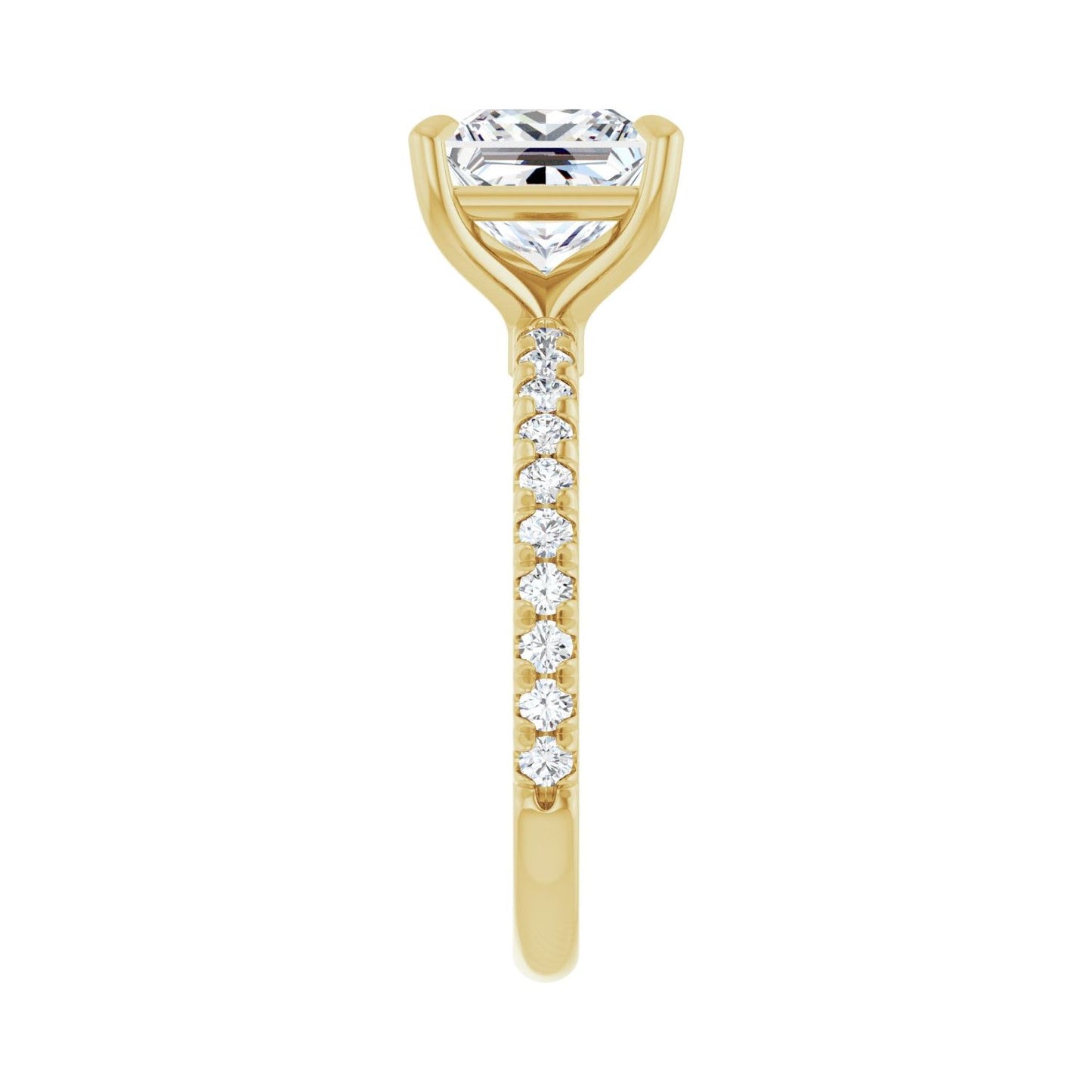 Square Claw-Prong Engagement Ring | Metal Type=14K Yellow Gold | Center Stone Size=2 CT | Image 4