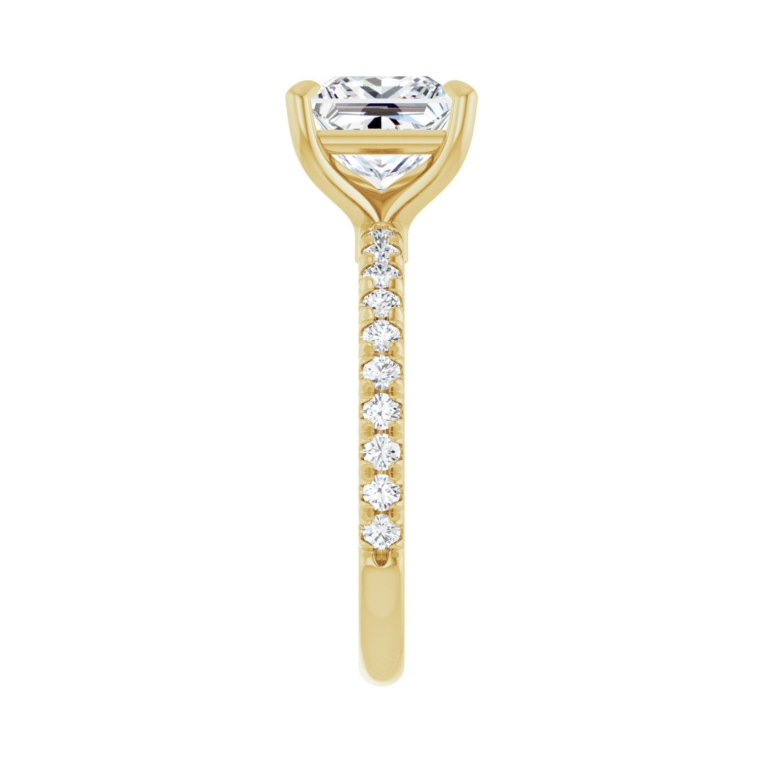 Square Claw-Prong Engagement Ring | Metal Type=14K Yellow Gold | Center Stone Size=2 CT | Image 4