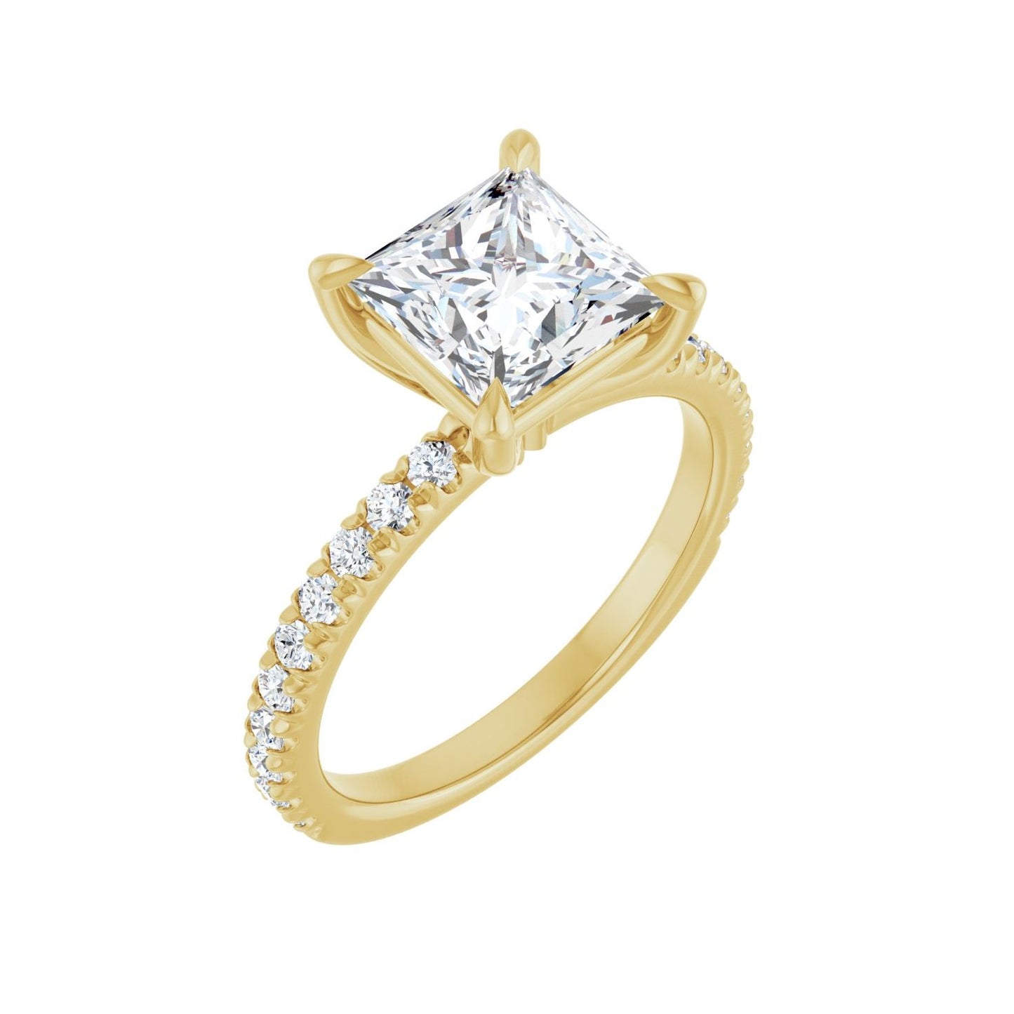 Square Claw-Prong Engagement Ring | Metal Type=14K Yellow Gold | Center Stone Size=2 CT | Image 1