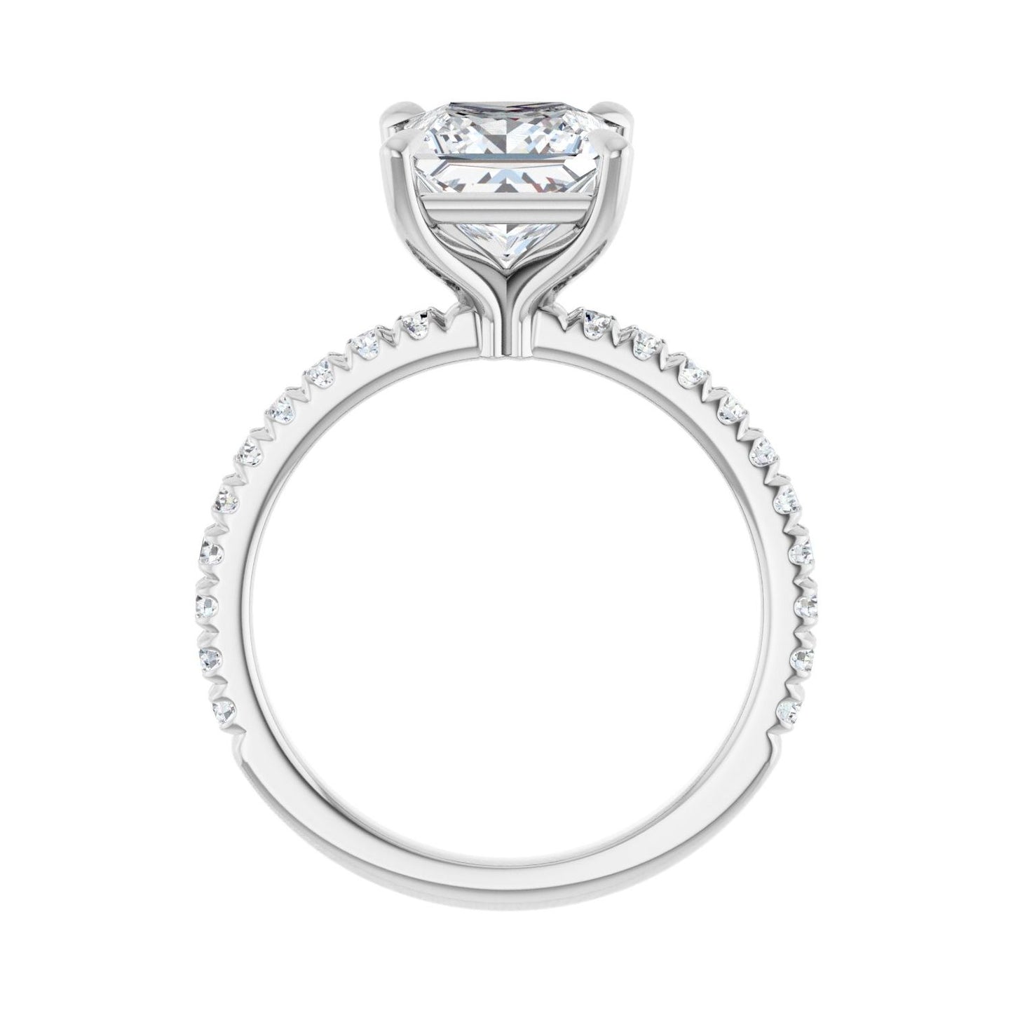 Square Claw-Prong Engagement Ring | Metal Type=14K White Gold | Center Stone Size=2 CT | Image 2