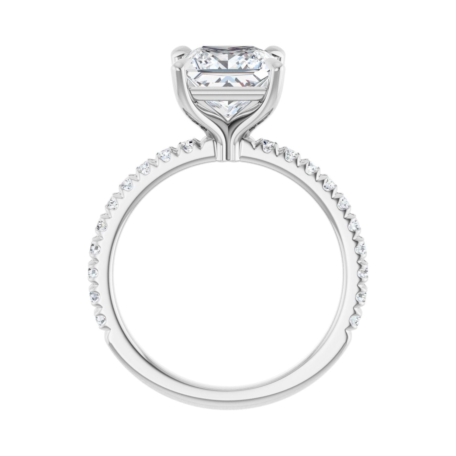 Square Claw-Prong Engagement Ring | Metal Type=14K White Gold | Center Stone Size=2 CT | Image 2