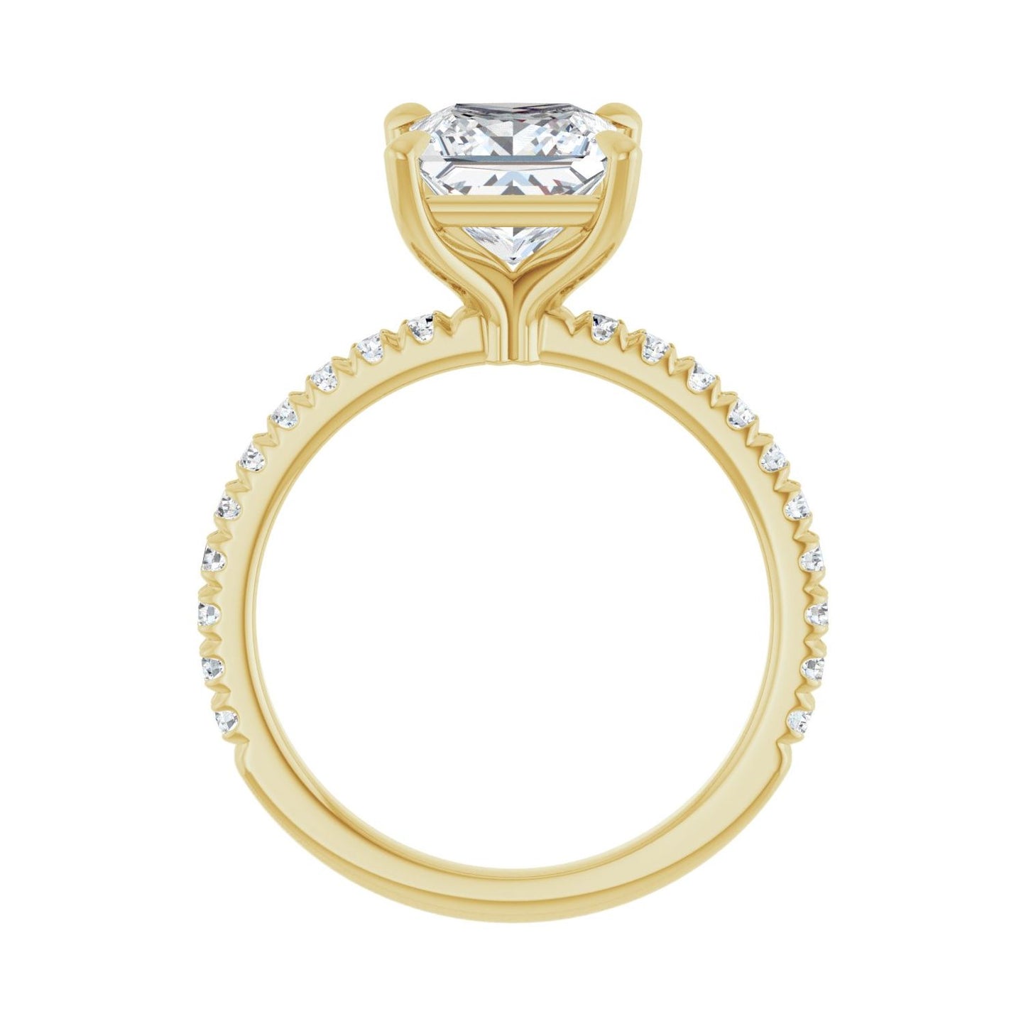 Square Claw-Prong Engagement Ring | Metal Type=14K Yellow Gold | Center Stone Size=2 CT | Image 2