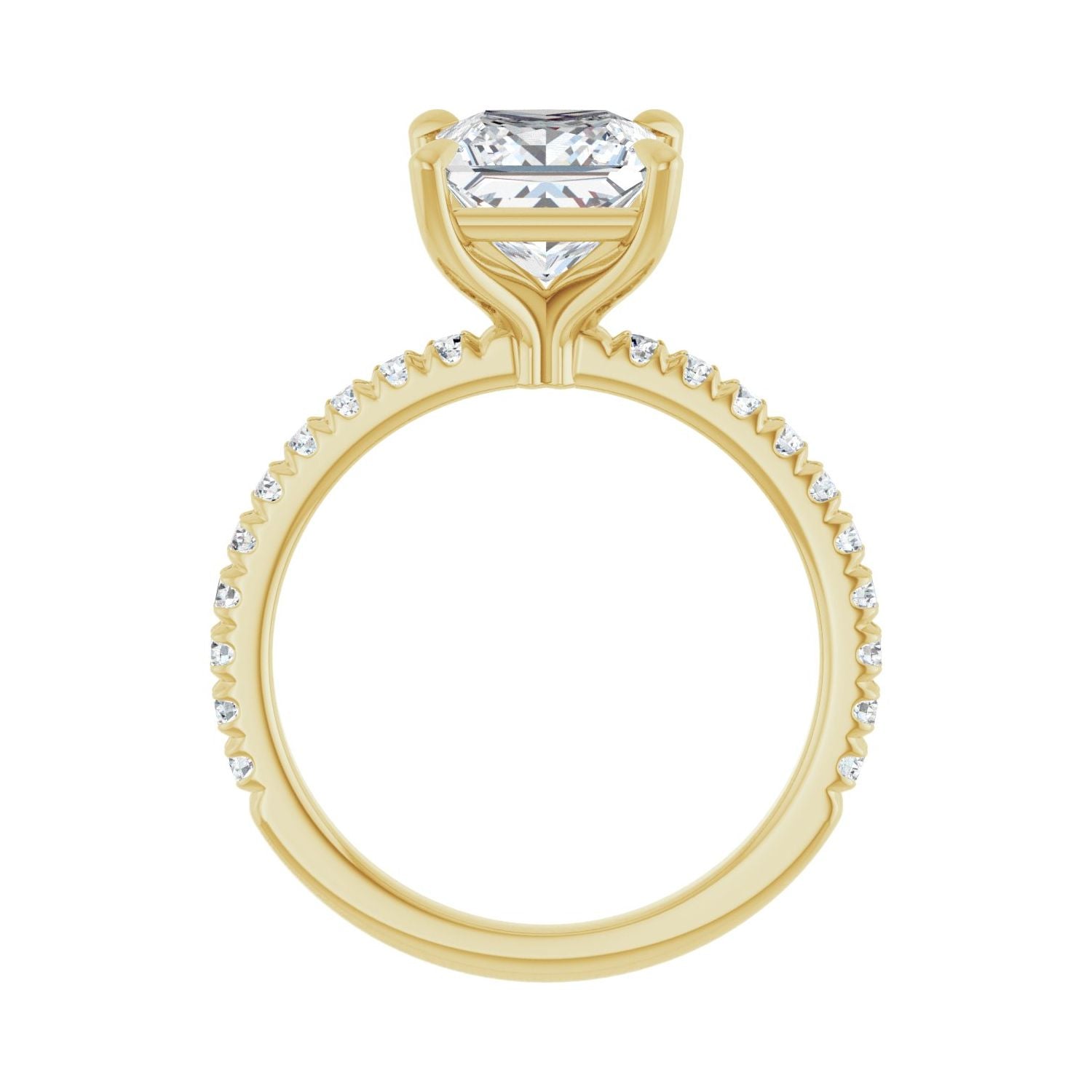 Square Claw-Prong Engagement Ring | Metal Type=14K Yellow Gold | Center Stone Size=2 CT | Image 2