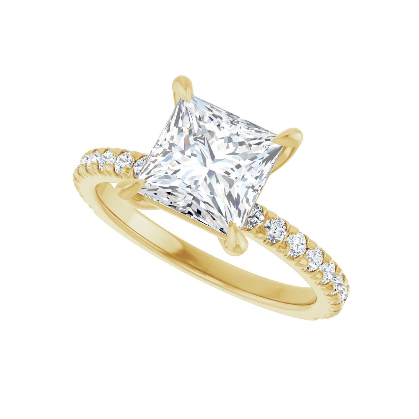 Square Claw-Prong Engagement Ring | Metal Type=14K Yellow Gold | Center Stone Size=2 CT | Image 5