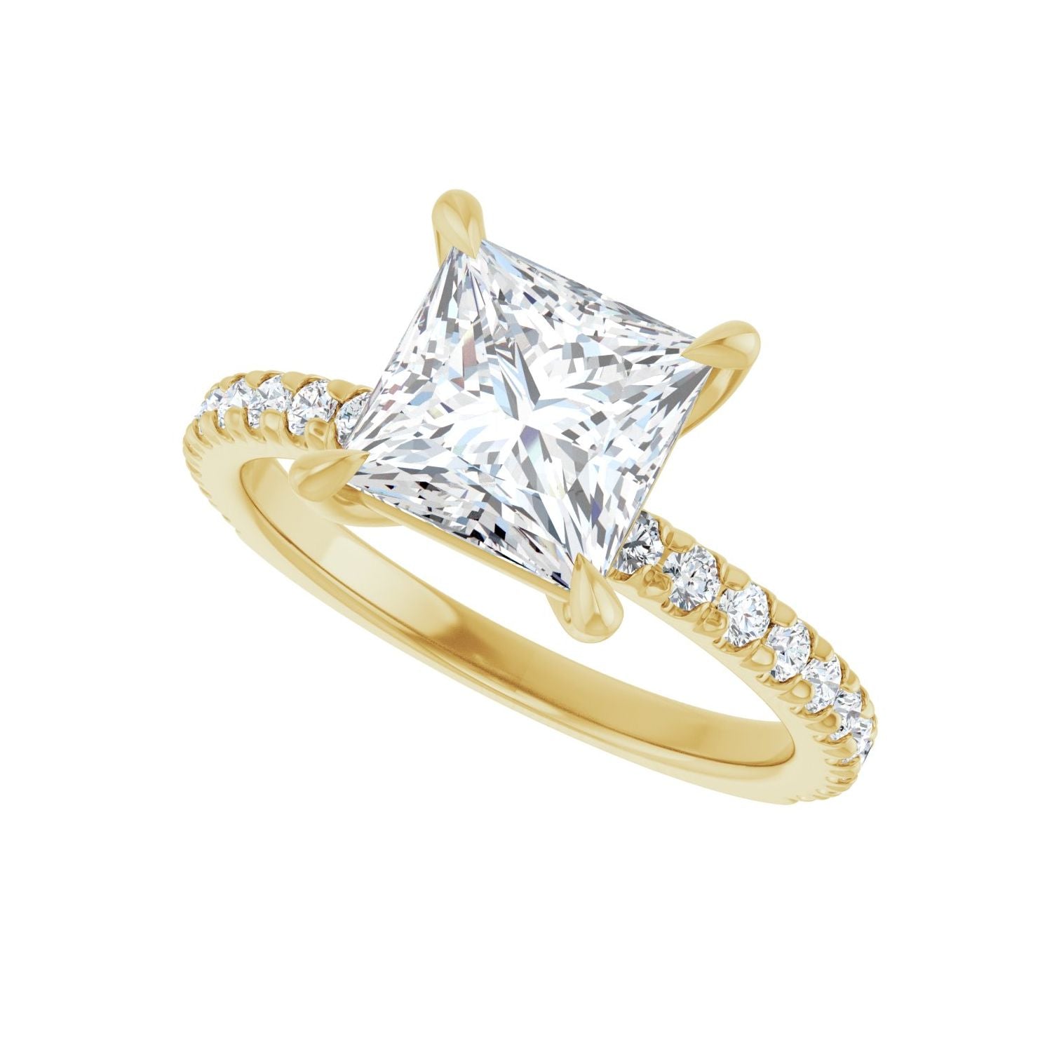 Square Claw-Prong Engagement Ring | Metal Type=14K Yellow Gold | Center Stone Size=2 CT | Image 5