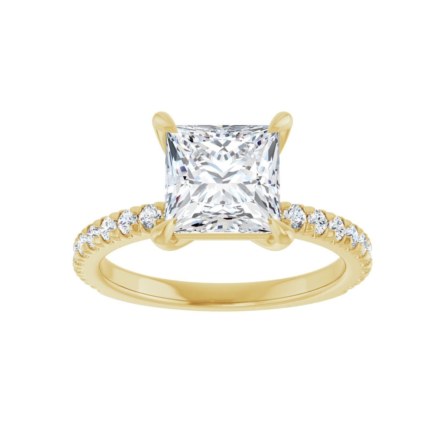 Square Claw-Prong Engagement Ring | Metal Type=14K Yellow Gold | Center Stone Size=2 CT | Image 3