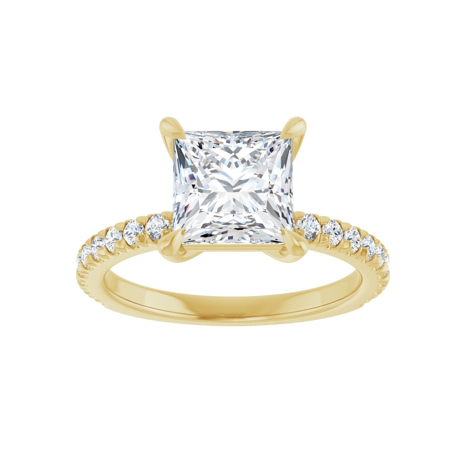 Square Claw-Prong Engagement Ring | Metal Type=14K Yellow Gold | Center Stone Size=2 CT | Image 3