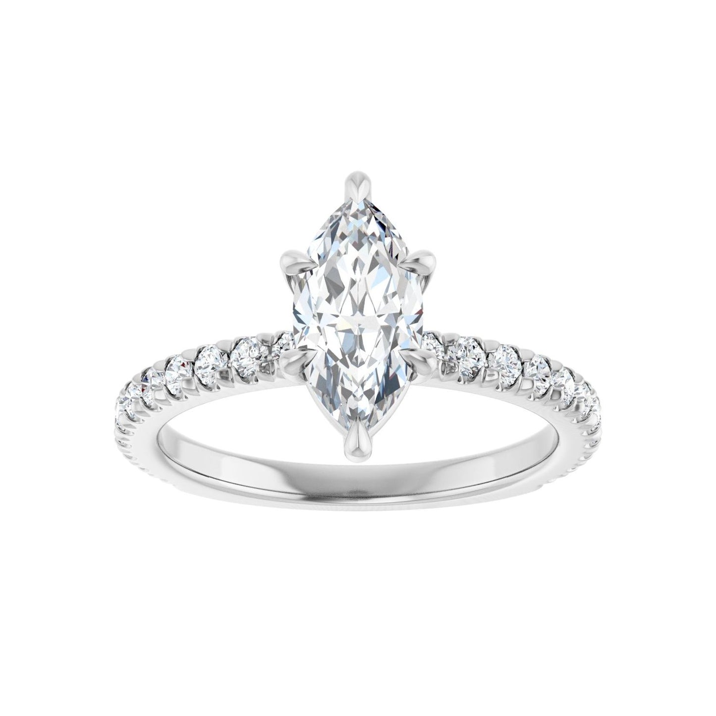 Marquise Claw-Prong Engagement Ring | Metal Type=14K White Gold | Center Stone Size=1 CT | Image 3