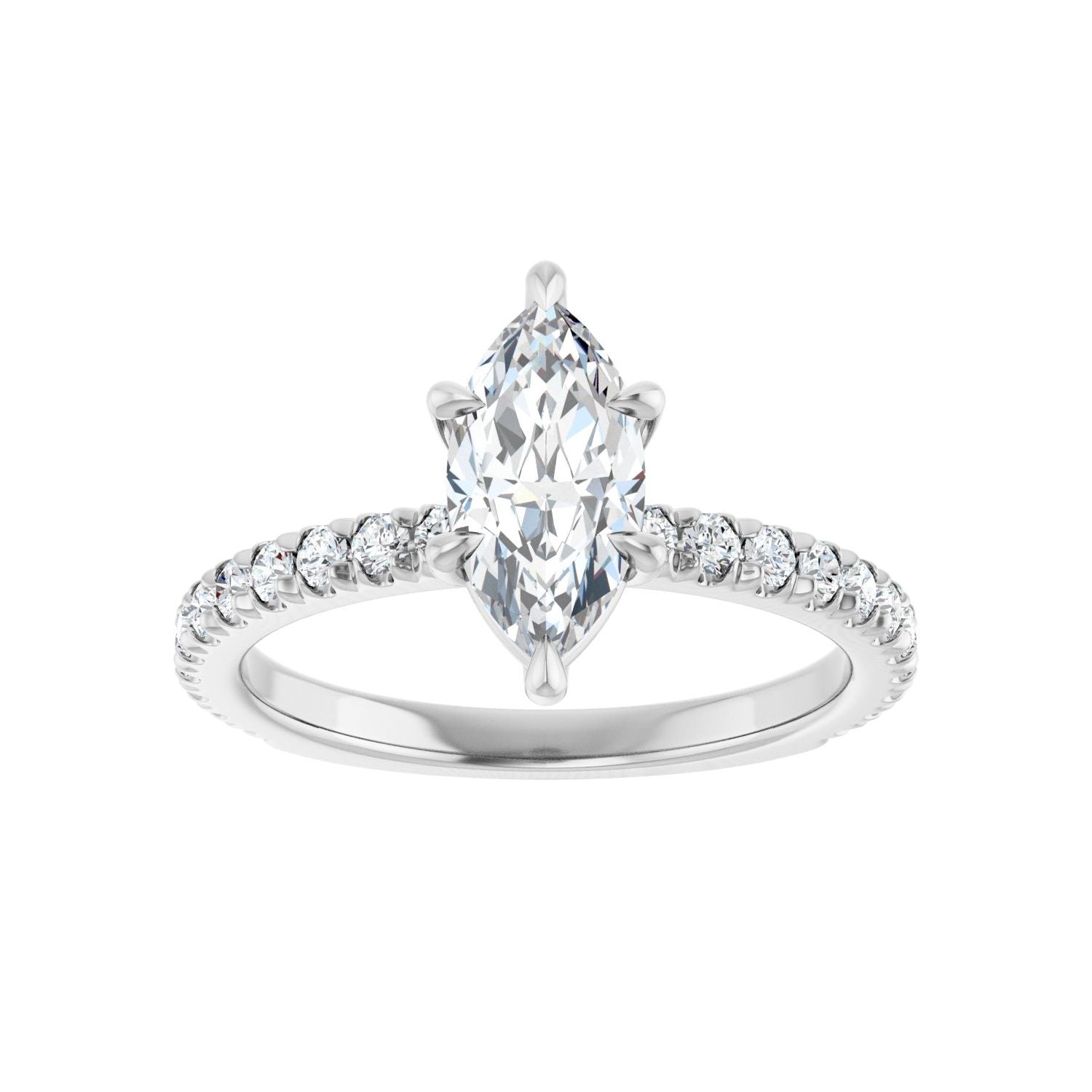 Marquise Claw-Prong Engagement Ring | Metal Type=14K White Gold | Center Stone Size=1 CT | Image 3