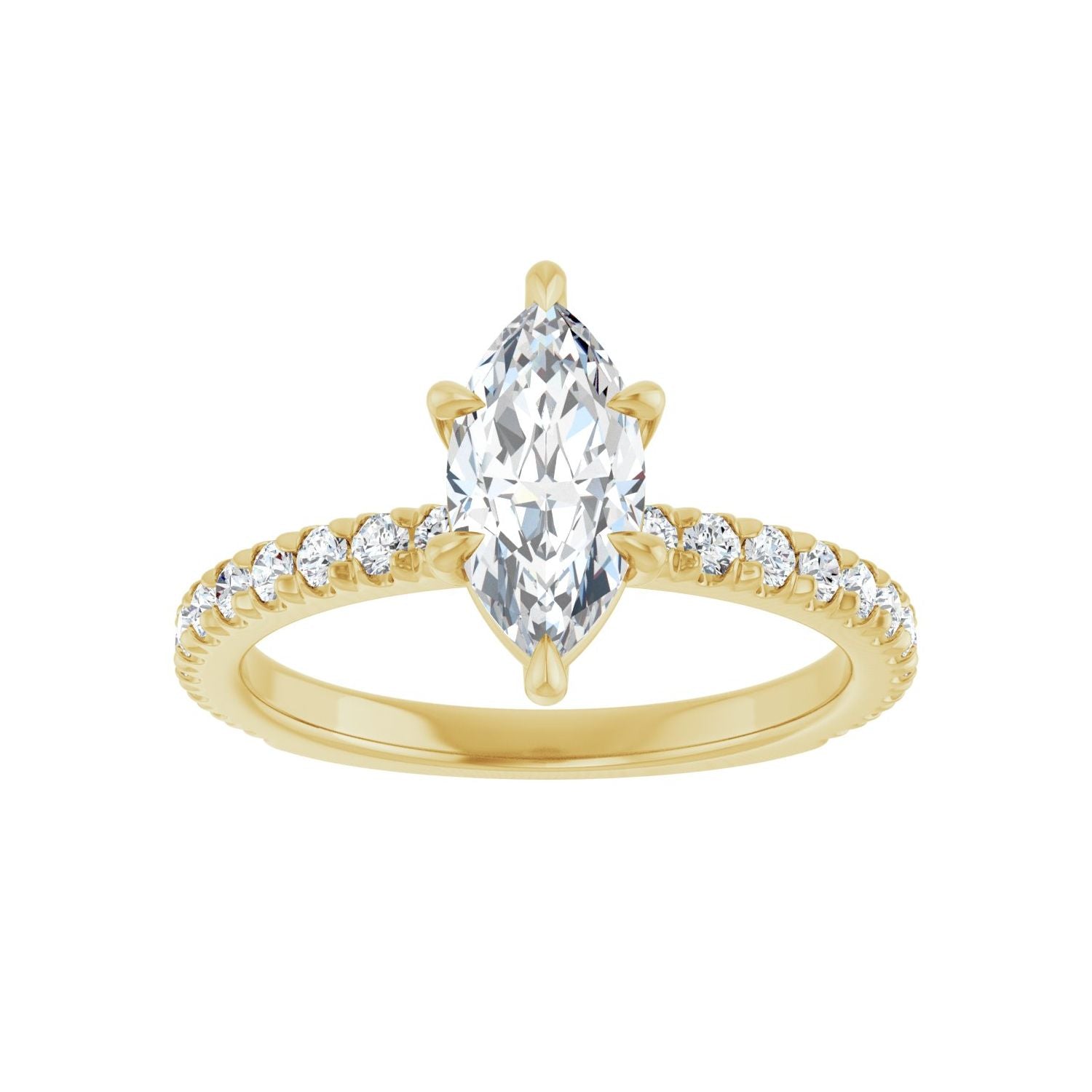 Marquise Claw-Prong Engagement Ring | Metal Type=14K Yellow Gold | Center Stone Size=1 CT | Image 3