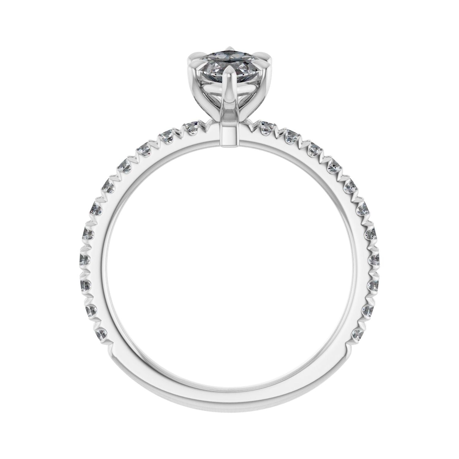 Marquise Claw-Prong Engagement Ring | Metal Type=14K White Gold | Center Stone Size=1 CT | Image 2