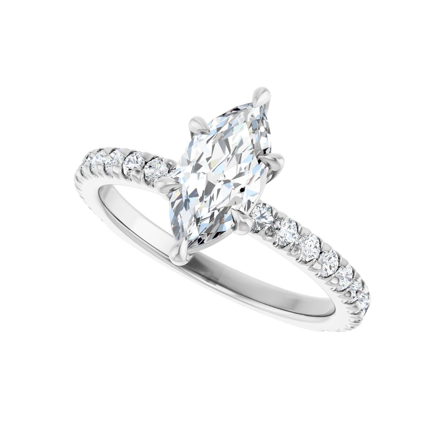 Marquise Claw-Prong Engagement Ring | Metal Type=14K White Gold | Center Stone Size=1 CT | Image 5