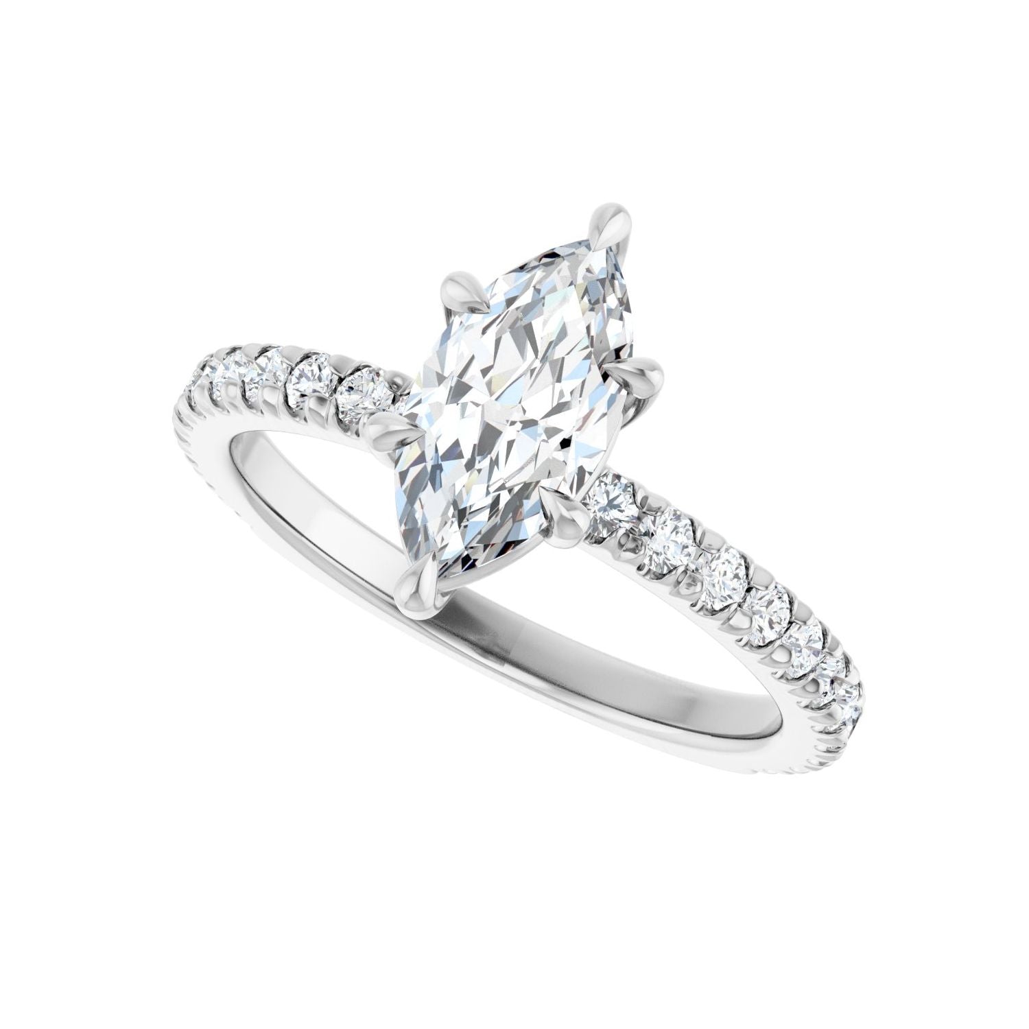 Marquise Claw-Prong Engagement Ring | Metal Type=14K White Gold | Center Stone Size=1 CT | Image 5