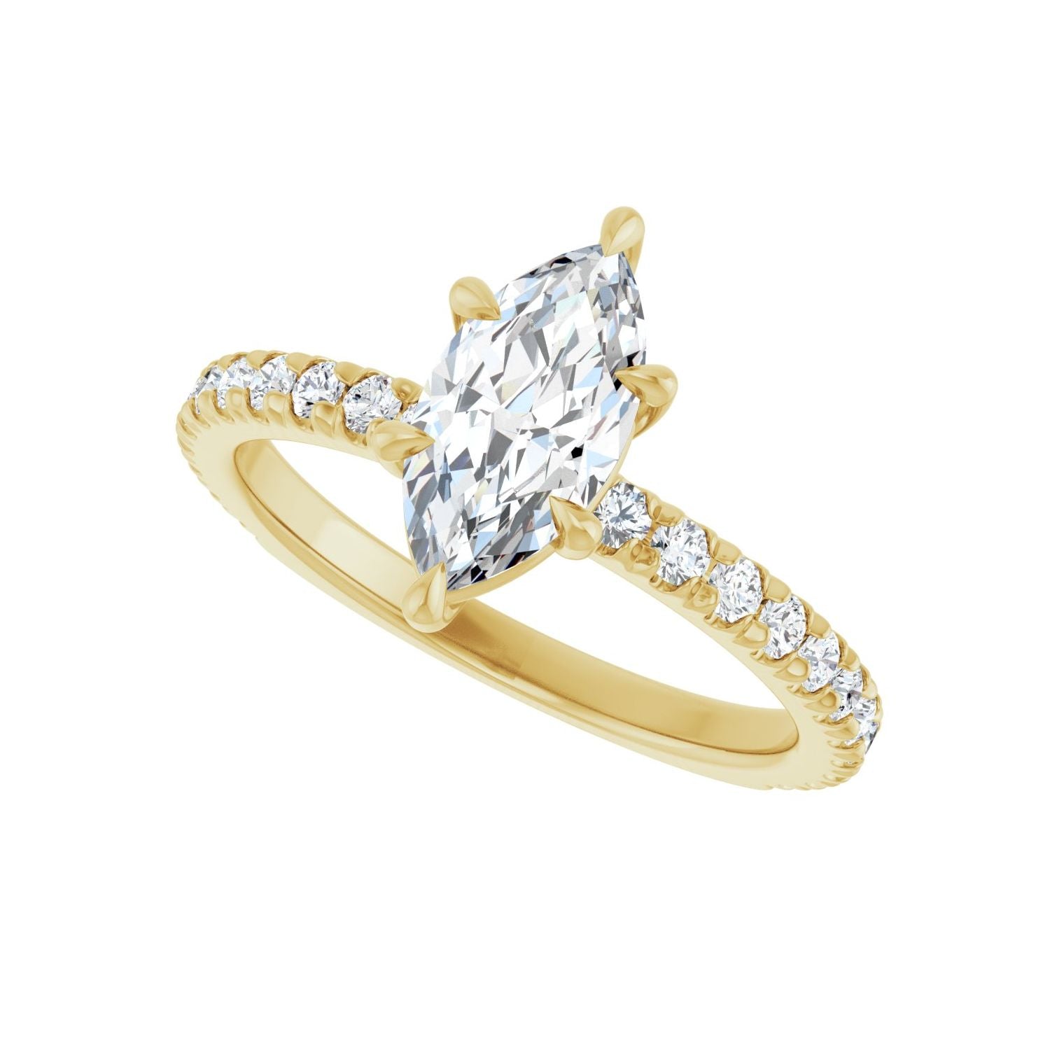 Marquise Claw-Prong Engagement Ring | Metal Type=14K Yellow Gold | Center Stone Size=1 CT | Image 5