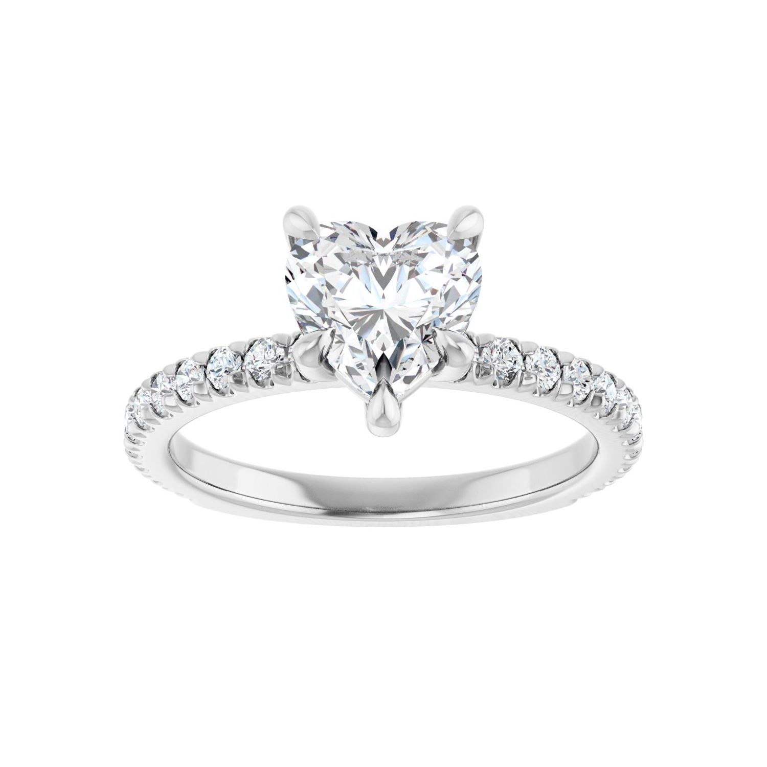 Heart Claw-Prong Engagement Ring | Metal Type=14K White Gold | Center Stone Size=1 CT | Image 3