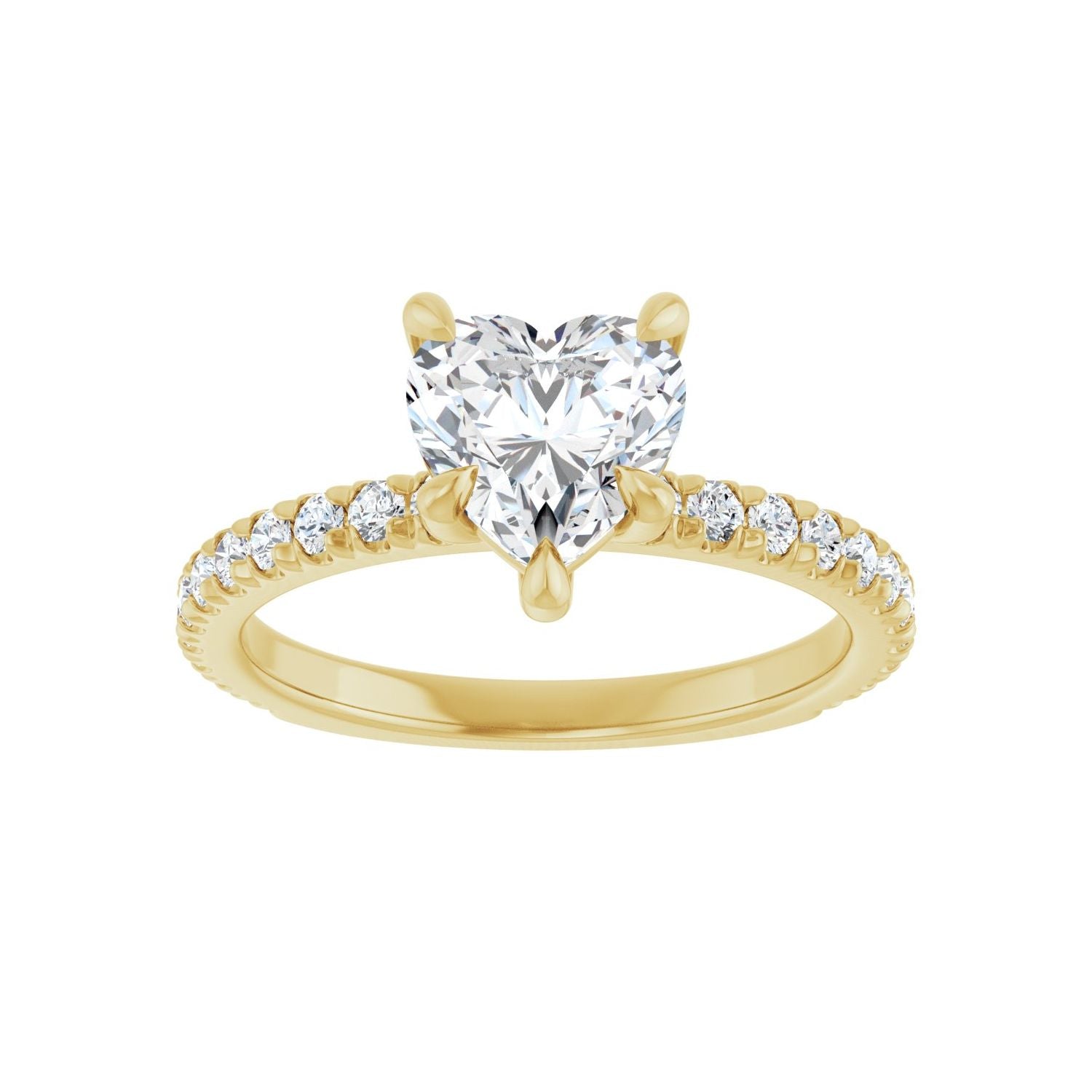 Heart Claw-Prong Engagement Ring | Metal Type=14K Yellow Gold | Center Stone Size=1 CT | Image 3