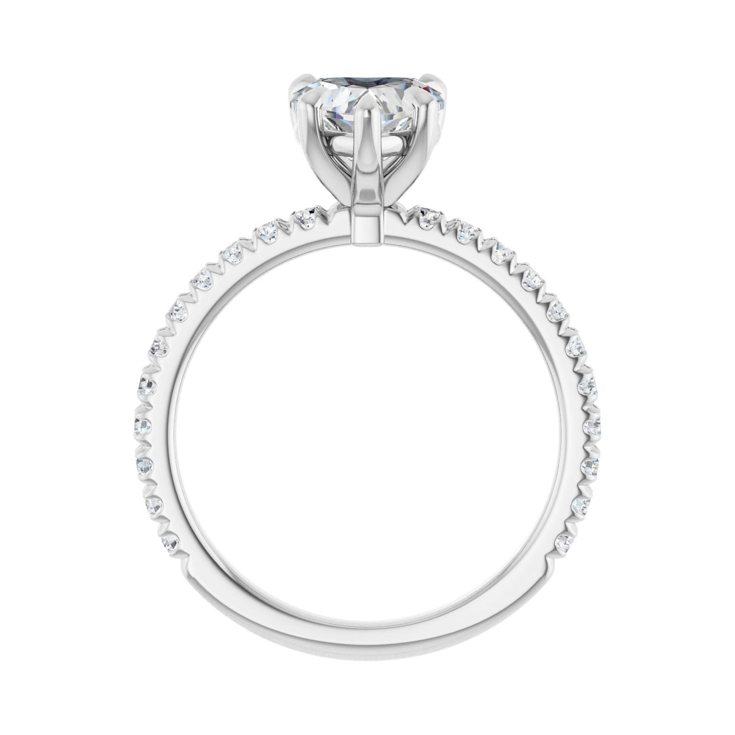 Heart Claw-Prong Engagement Ring | Metal Type=14K White Gold | Center Stone Size=1 CT | Image 2