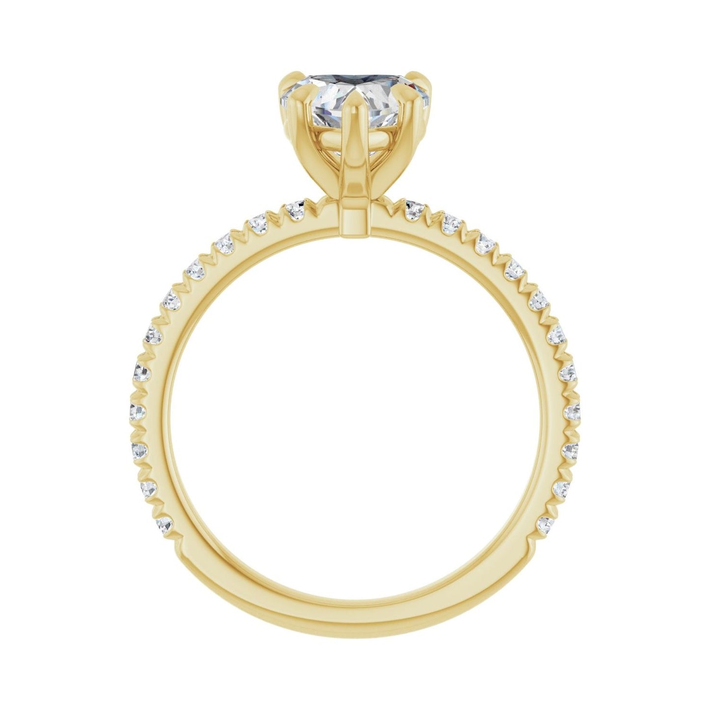 Heart Claw-Prong Engagement Ring | Metal Type=14K Yellow Gold | Center Stone Size=1 CT | Image 2