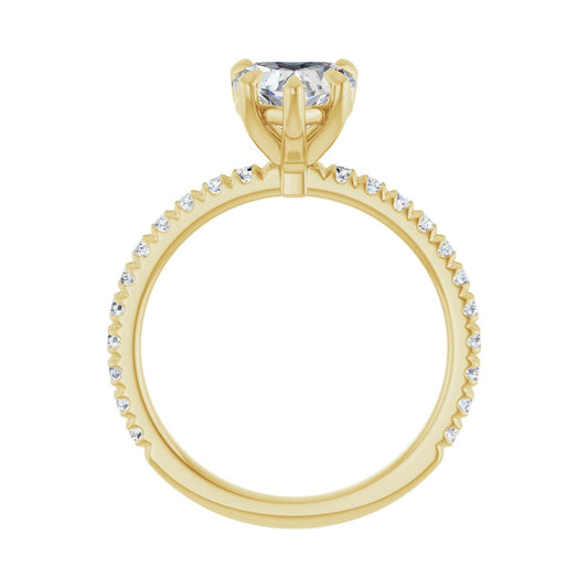 Heart Claw-Prong Engagement Ring | Metal Type=14K Yellow Gold | Center Stone Size=1 CT | Image 2