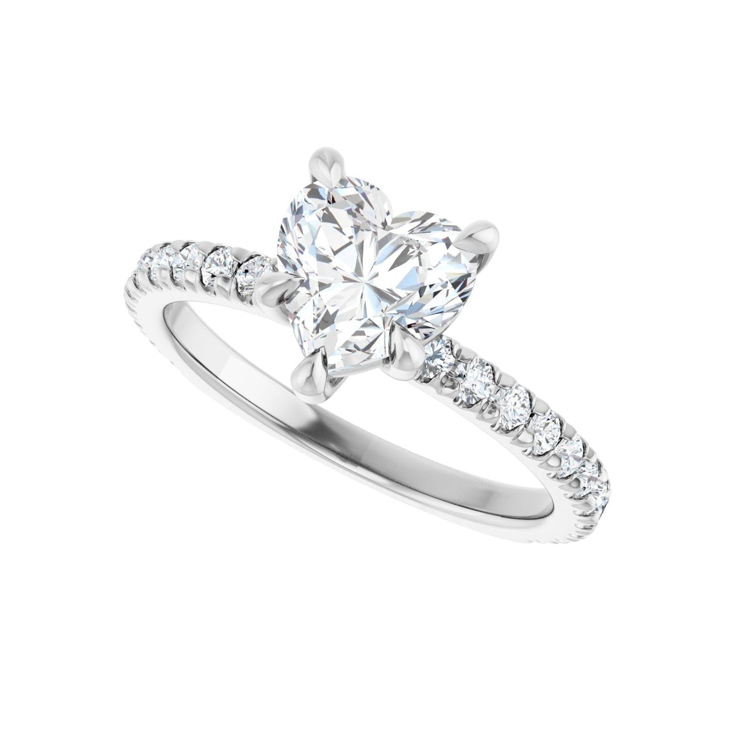 Heart Claw-Prong Engagement Ring | Metal Type=14K White Gold | Center Stone Size=1 CT | Image 5