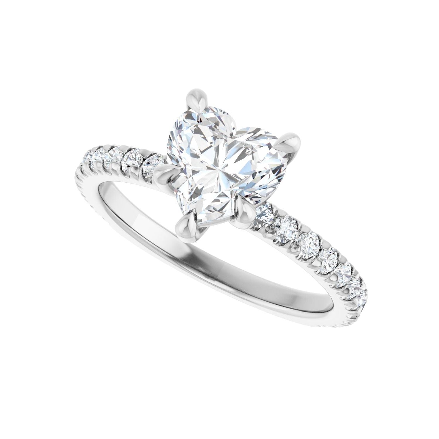 Heart Claw-Prong Engagement Ring | Metal Type=14K White Gold | Center Stone Size=1 CT | Image 5