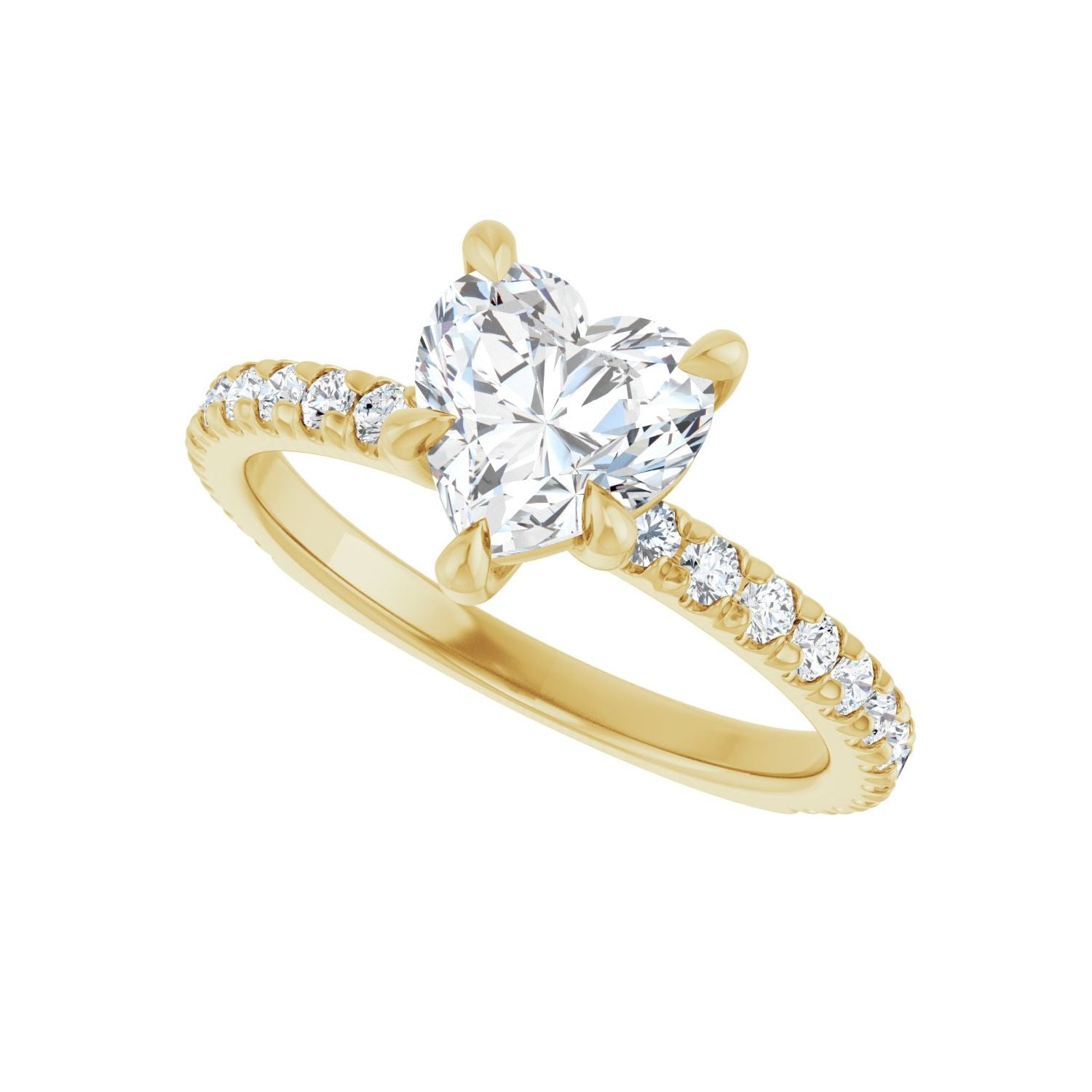 Heart Claw-Prong Engagement Ring | Metal Type=14K Yellow Gold | Center Stone Size=1 CT | Image 5