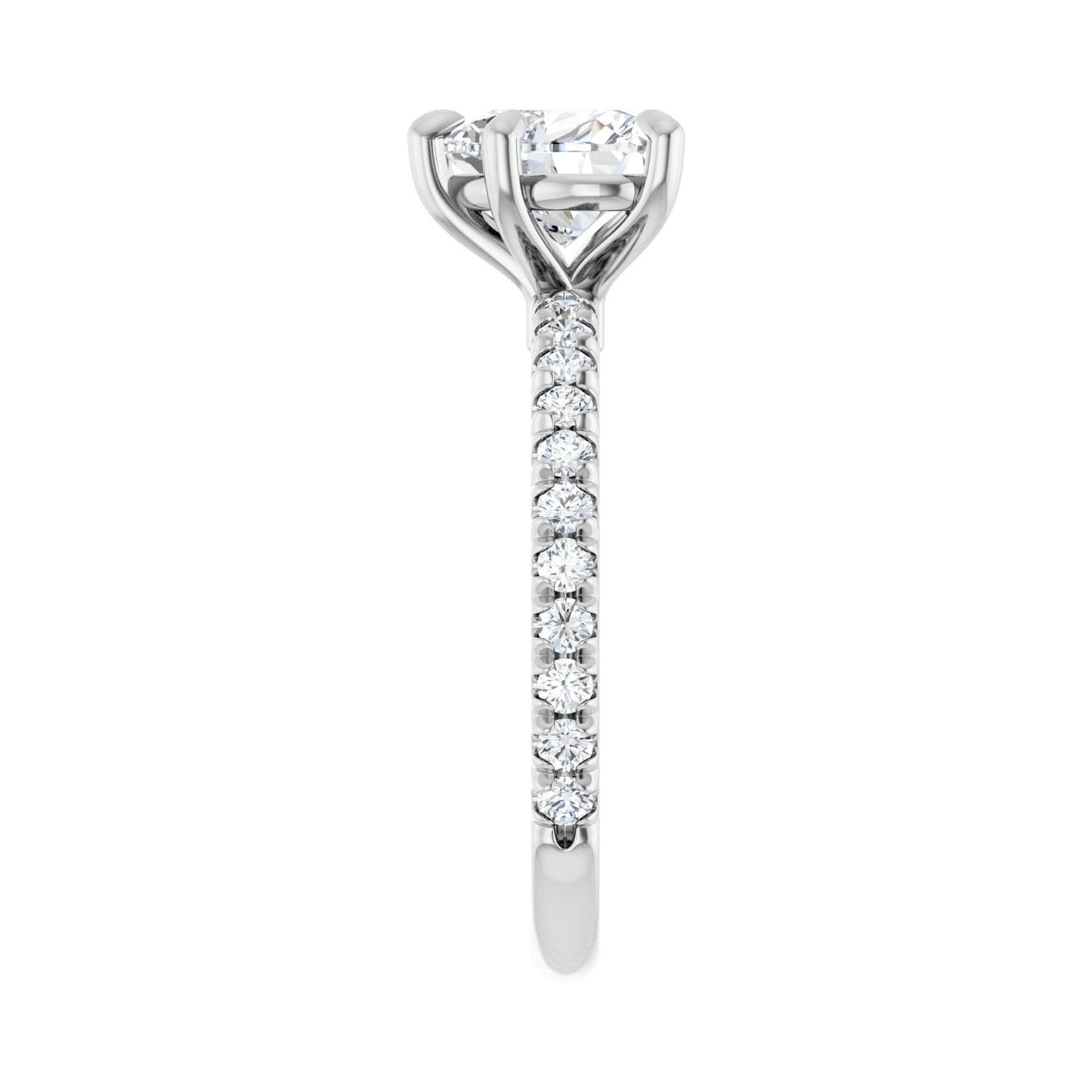 Heart Claw-Prong Engagement Ring | Metal Type=14K White Gold | Center Stone Size=1 CT | Image 4