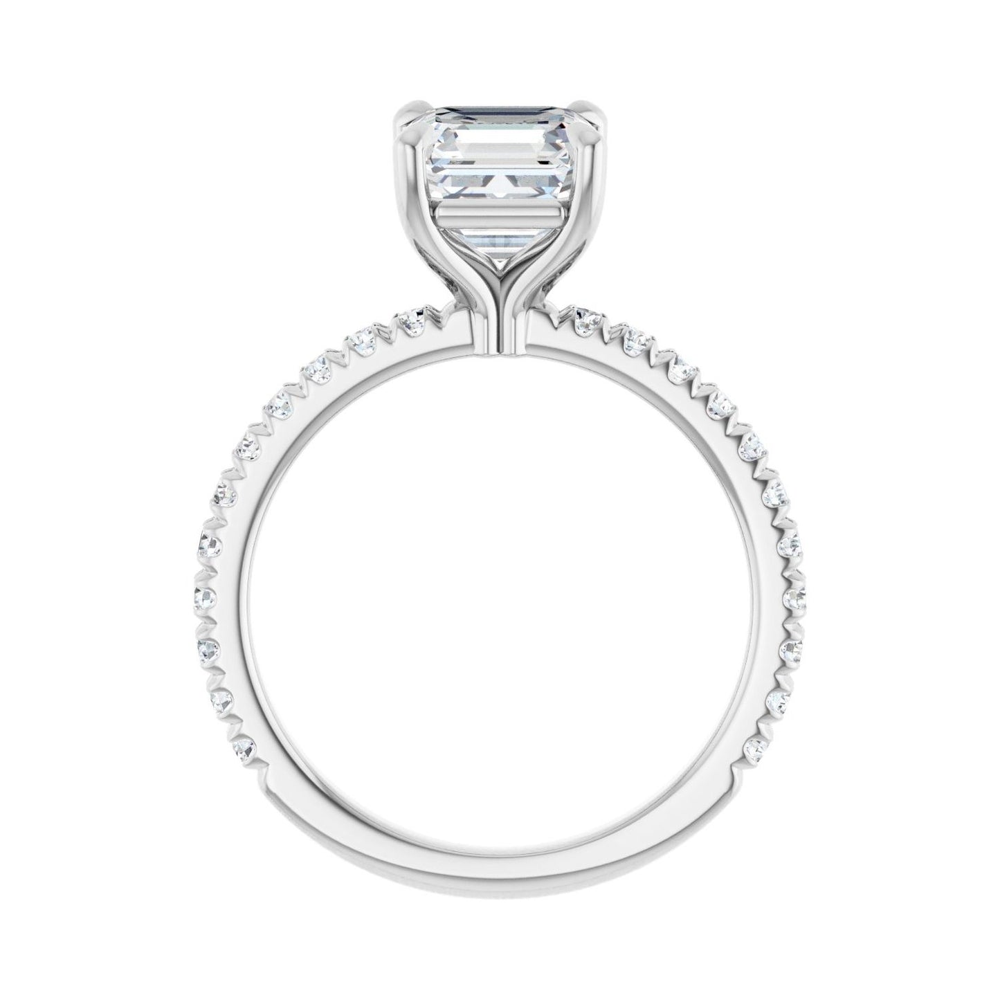 Asscher Claw-Prong Engagement Ring | Metal Type=14K White Gold | Center Stone Size=2 CT | Image 2