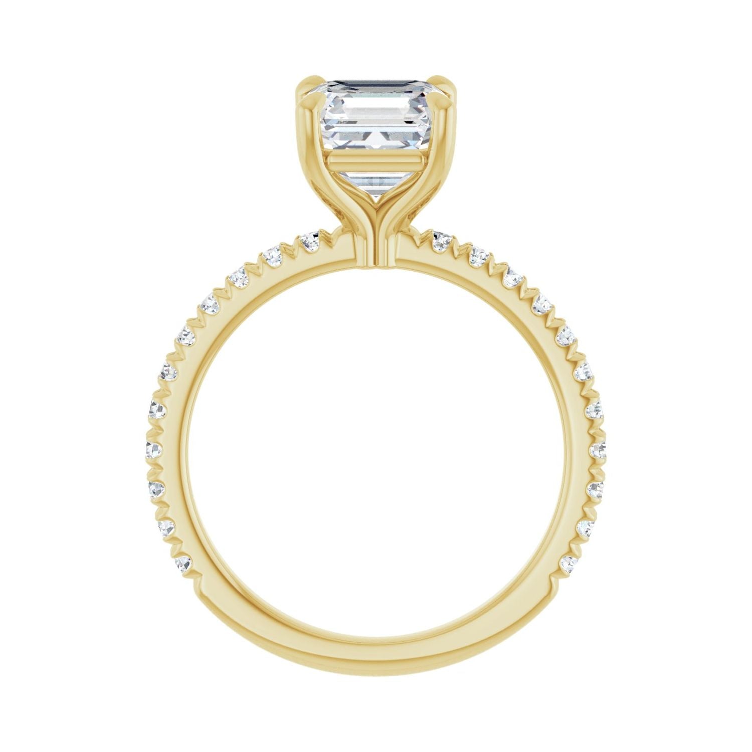 Asscher Claw-Prong Engagement Ring | Metal Type=14K Yellow Gold | Center Stone Size=2 CT | Image 2