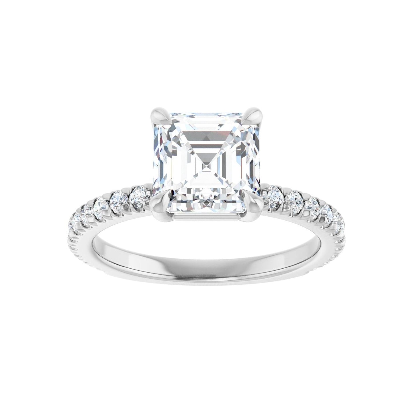 Asscher Claw-Prong Engagement Ring | Metal Type=14K White Gold | Center Stone Size=2 CT | Image 3