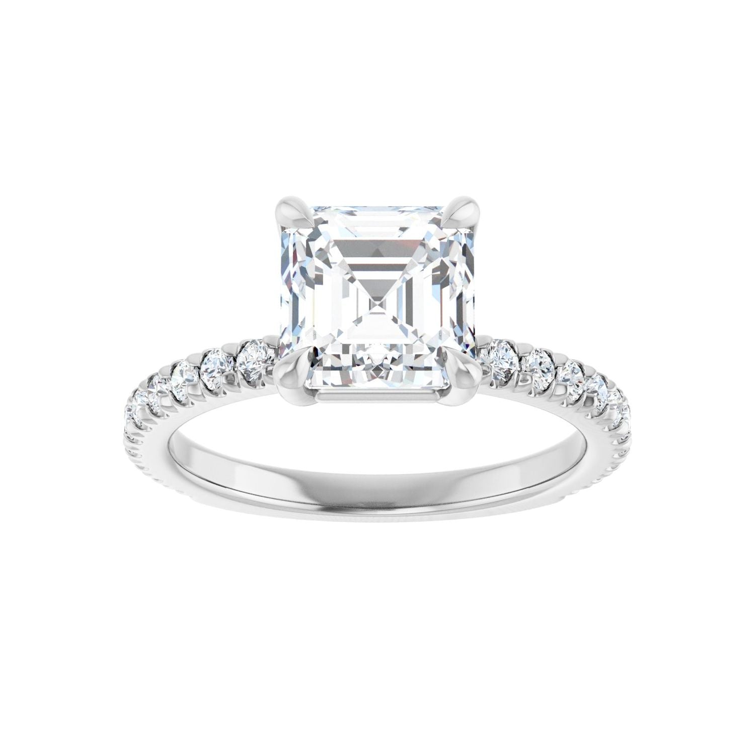 Asscher Claw-Prong Engagement Ring | Metal Type=14K White Gold | Center Stone Size=2 CT | Image 3
