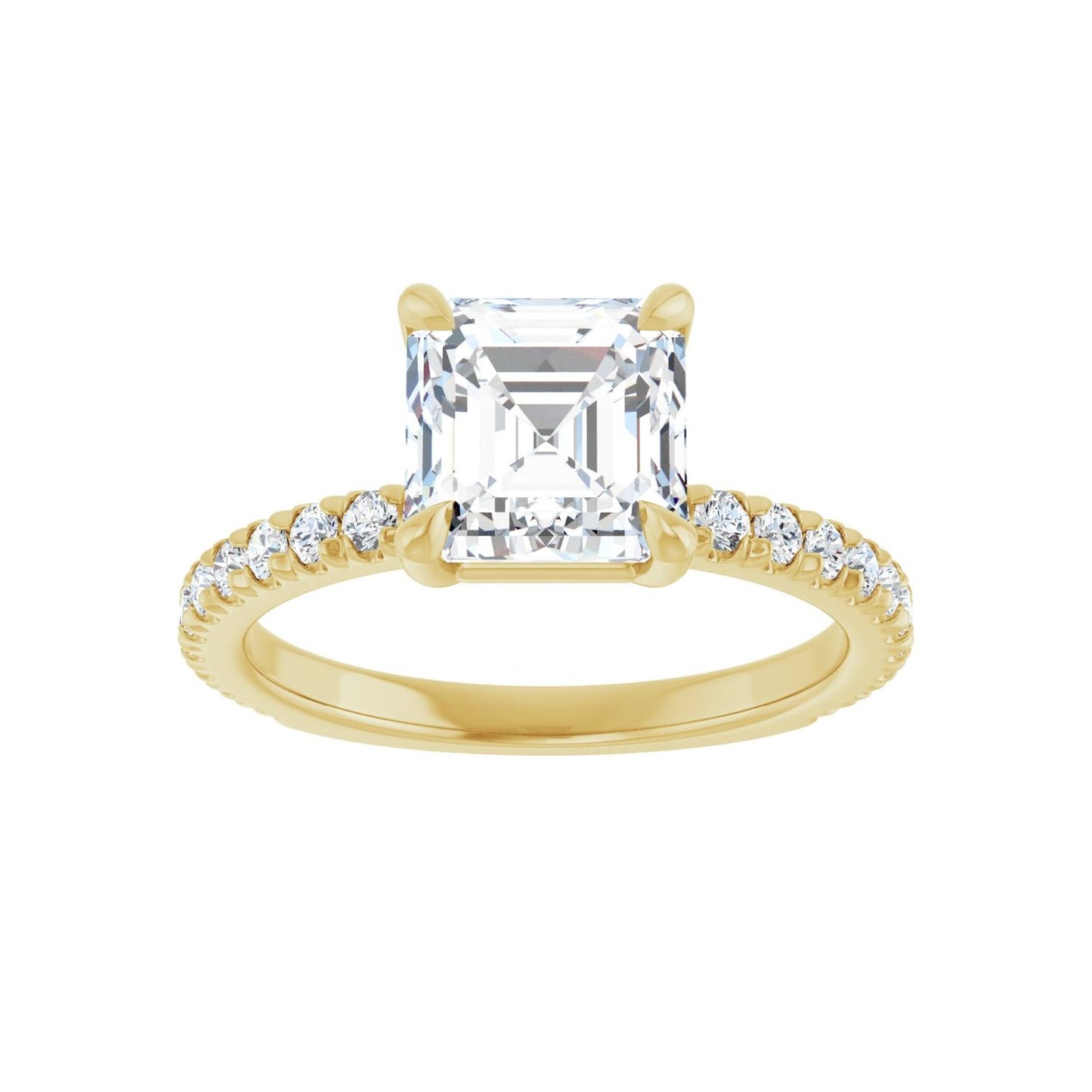 Asscher Claw-Prong Engagement Ring | Metal Type=14K Yellow Gold | Center Stone Size=2 CT | Image 3