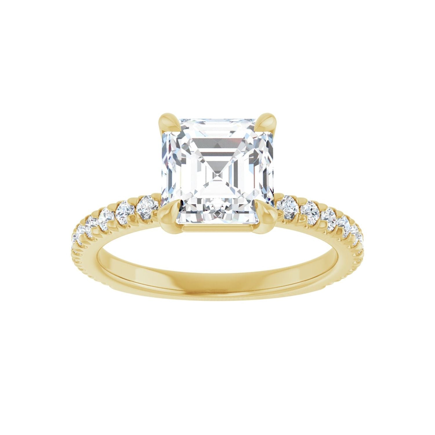 Asscher Claw-Prong Engagement Ring | Metal Type=14K Yellow Gold | Center Stone Size=2 CT | Image 3