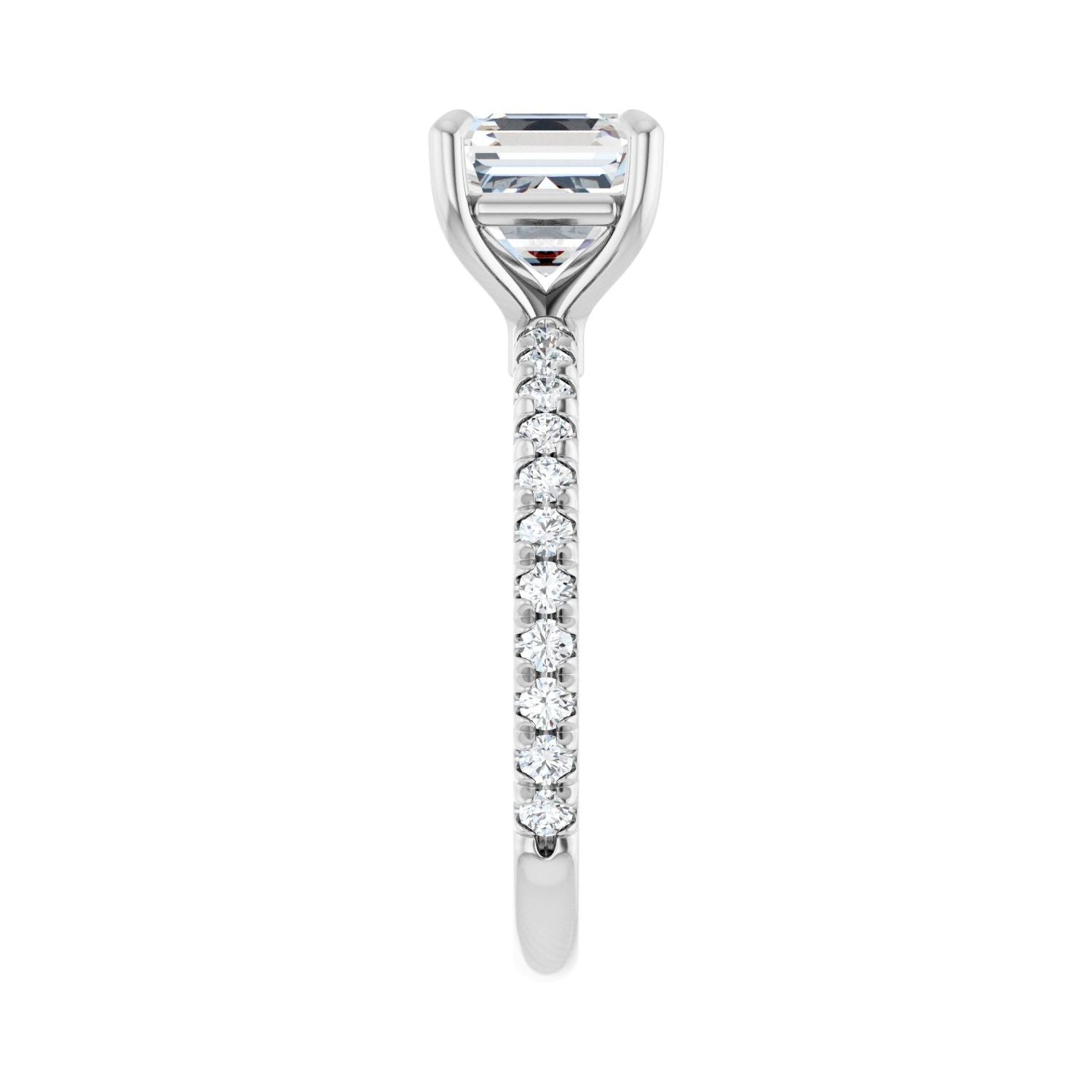 Asscher Claw-Prong Engagement Ring | Metal Type=14K White Gold | Center Stone Size=2 CT | Image 4