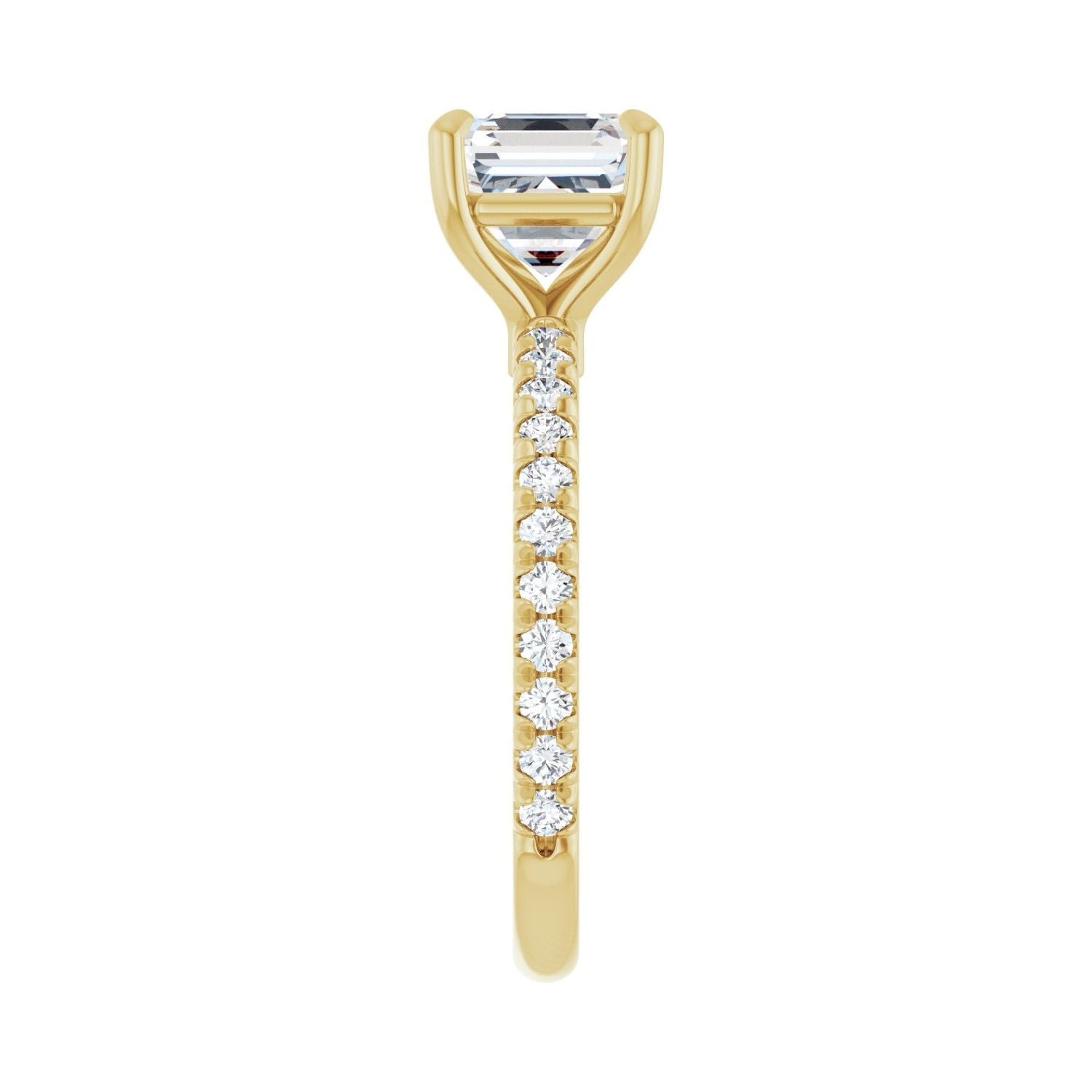 Asscher Claw-Prong Engagement Ring | Metal Type=14K Yellow Gold | Center Stone Size=2 CT | Image 4